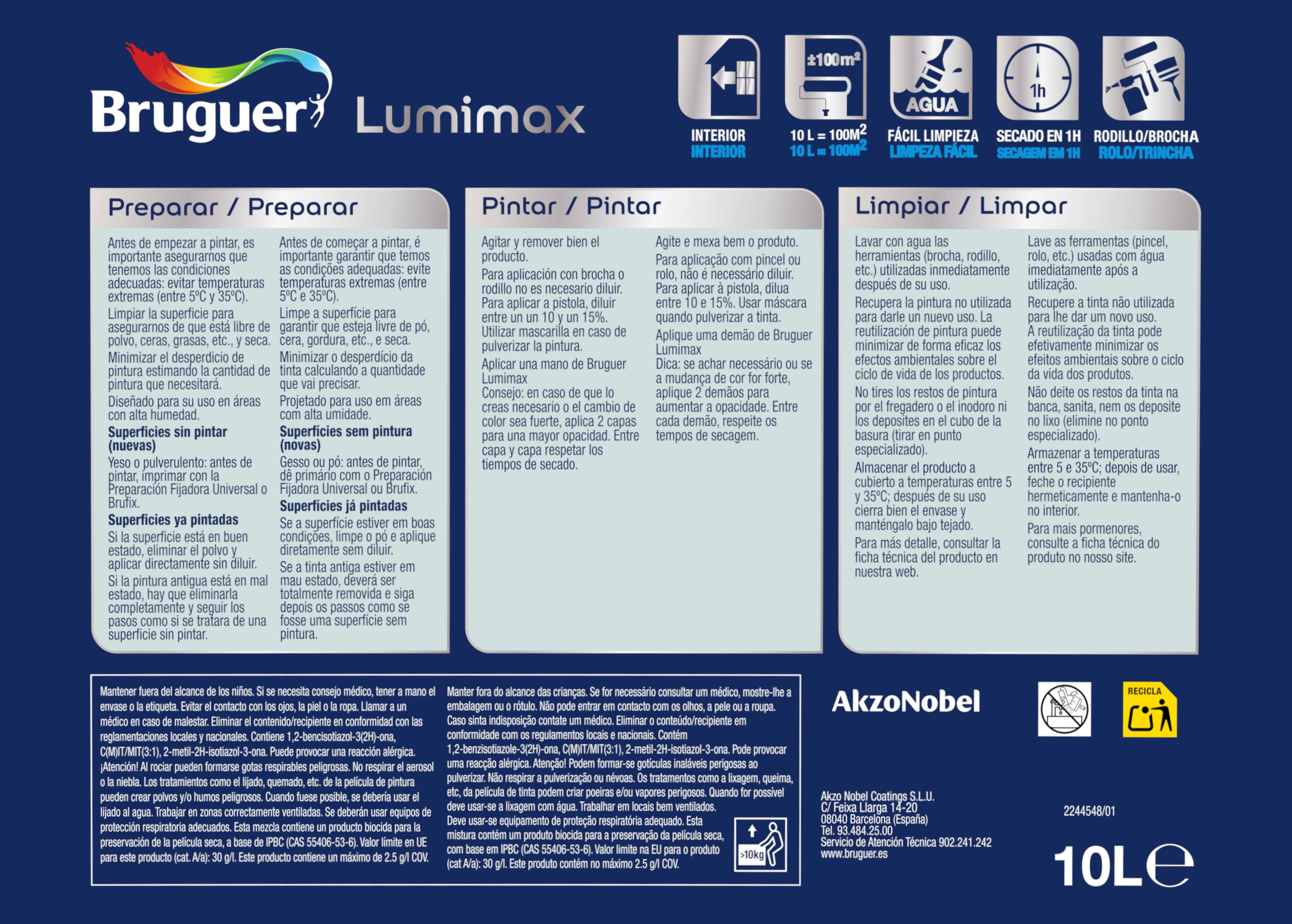 Pintura de interior BRUGUER LUMIMAX 10L color blanco mate 10L para paredes y techos - 11