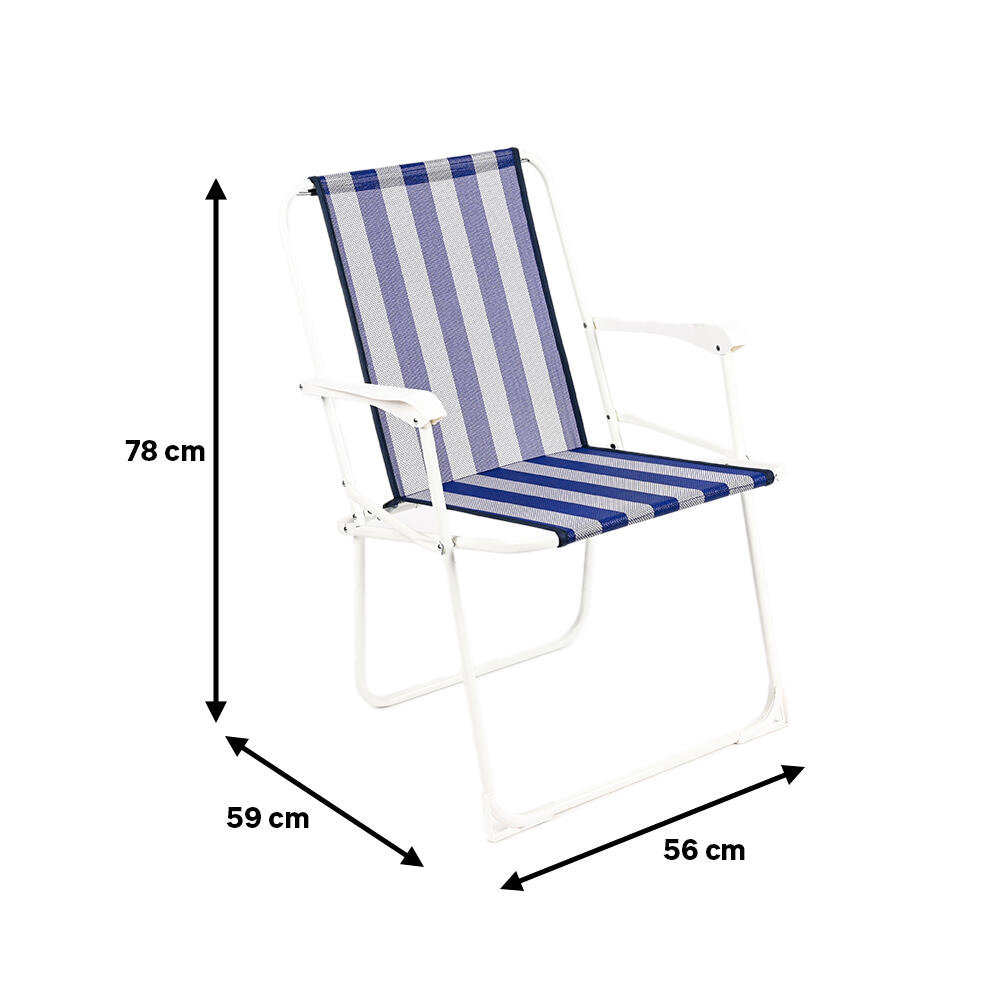 Silla plegable de playa de metal y textileno Basic azul - 2
