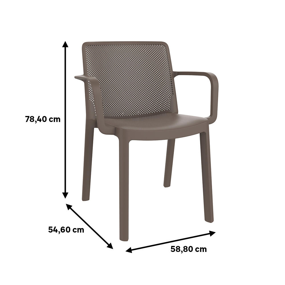 Silla de resina con brazos resol fresh color chocolate - 2
