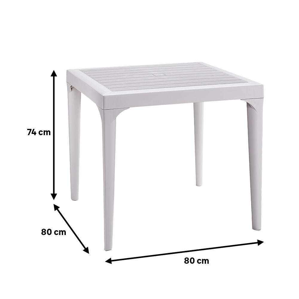 mesa de jardin de comedor de polipropileno malmo blanco de 80x74x80 cm