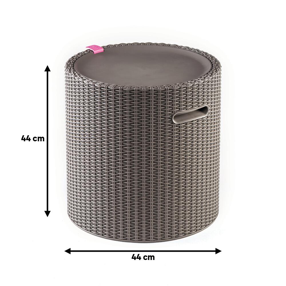mesa auxiliar de jardin de polipropileno cool stool marron de 44x44x44 cm