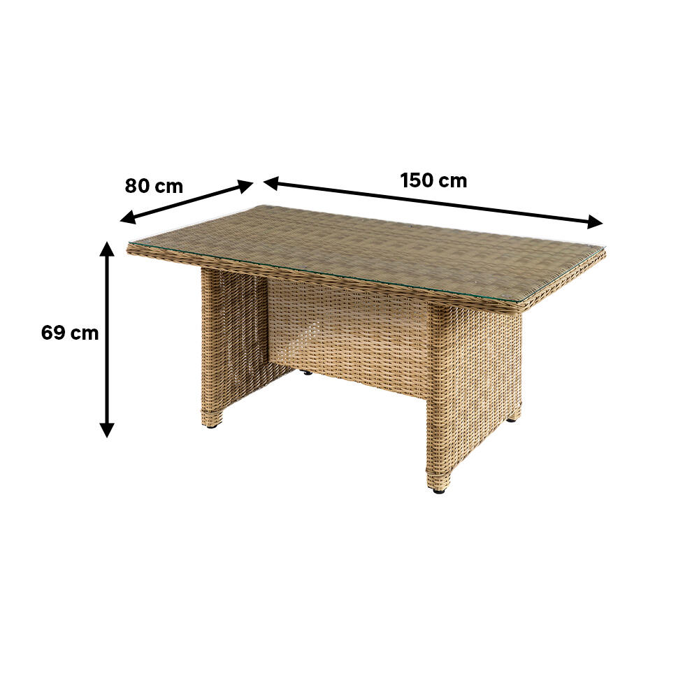 Mesa alta de jardín de comedor de aluminio Costa Rica beige de 150x69x80 cm - 2
