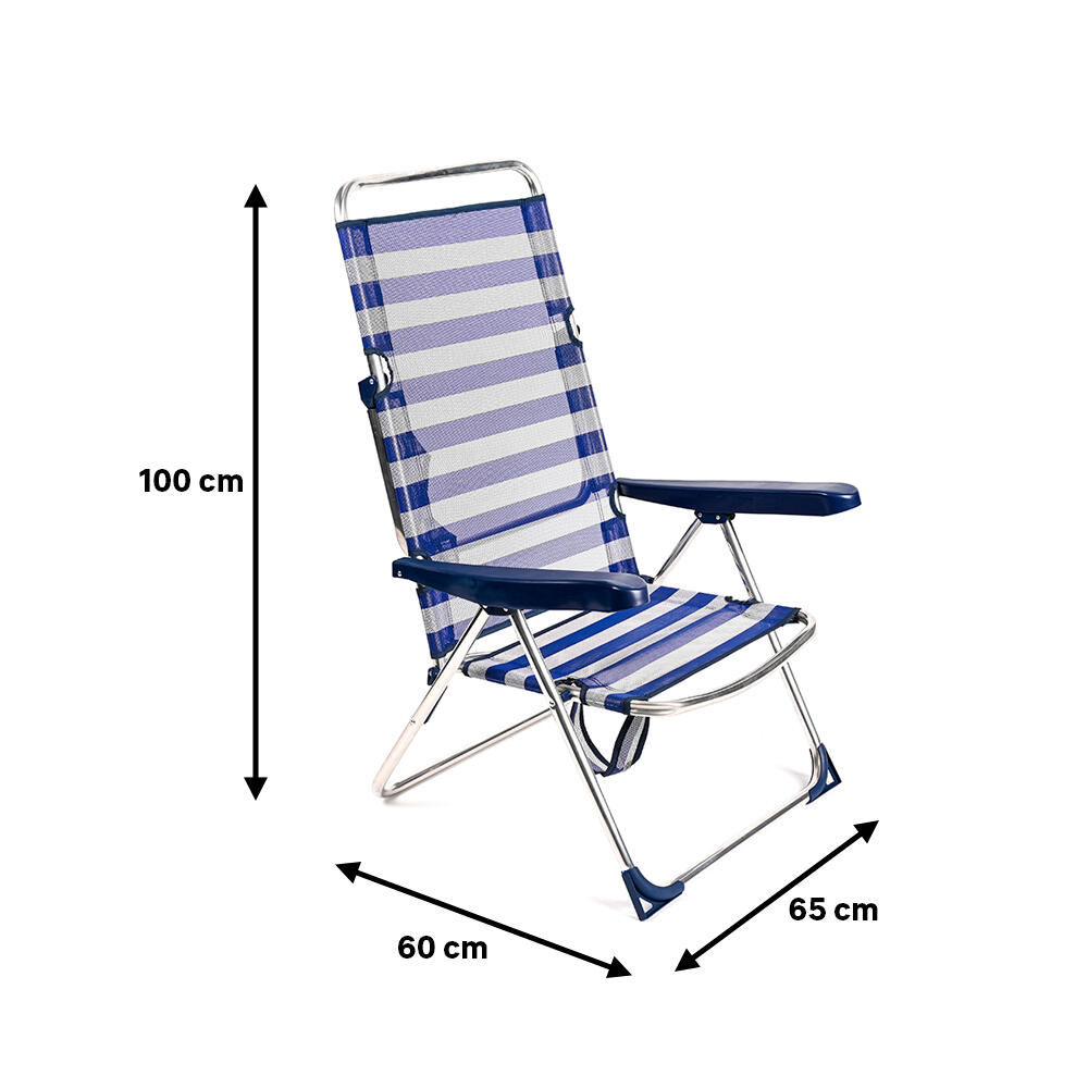 Silla plegable multiposición de playa de aluminio Basic azul - 2