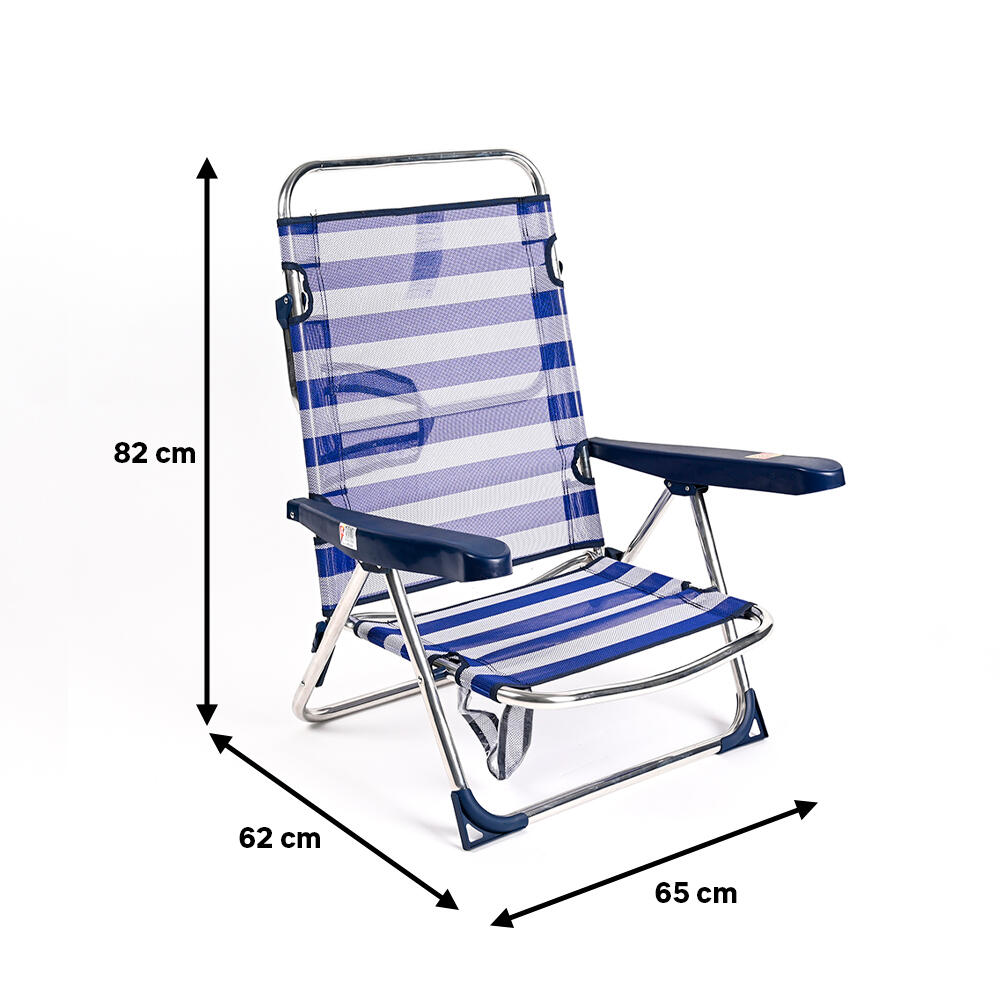 Silla plegable de playa de aluminio y textileno Basic azul - 2