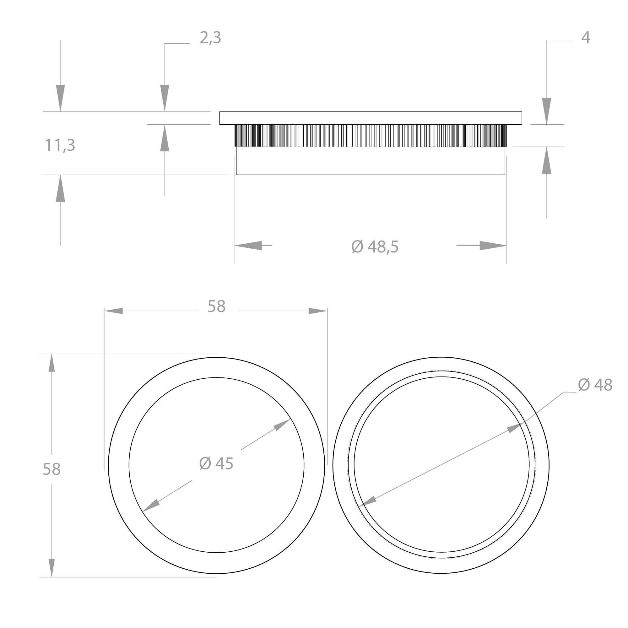 Poignée cuvette ronde blanc Ø58mm  - 3