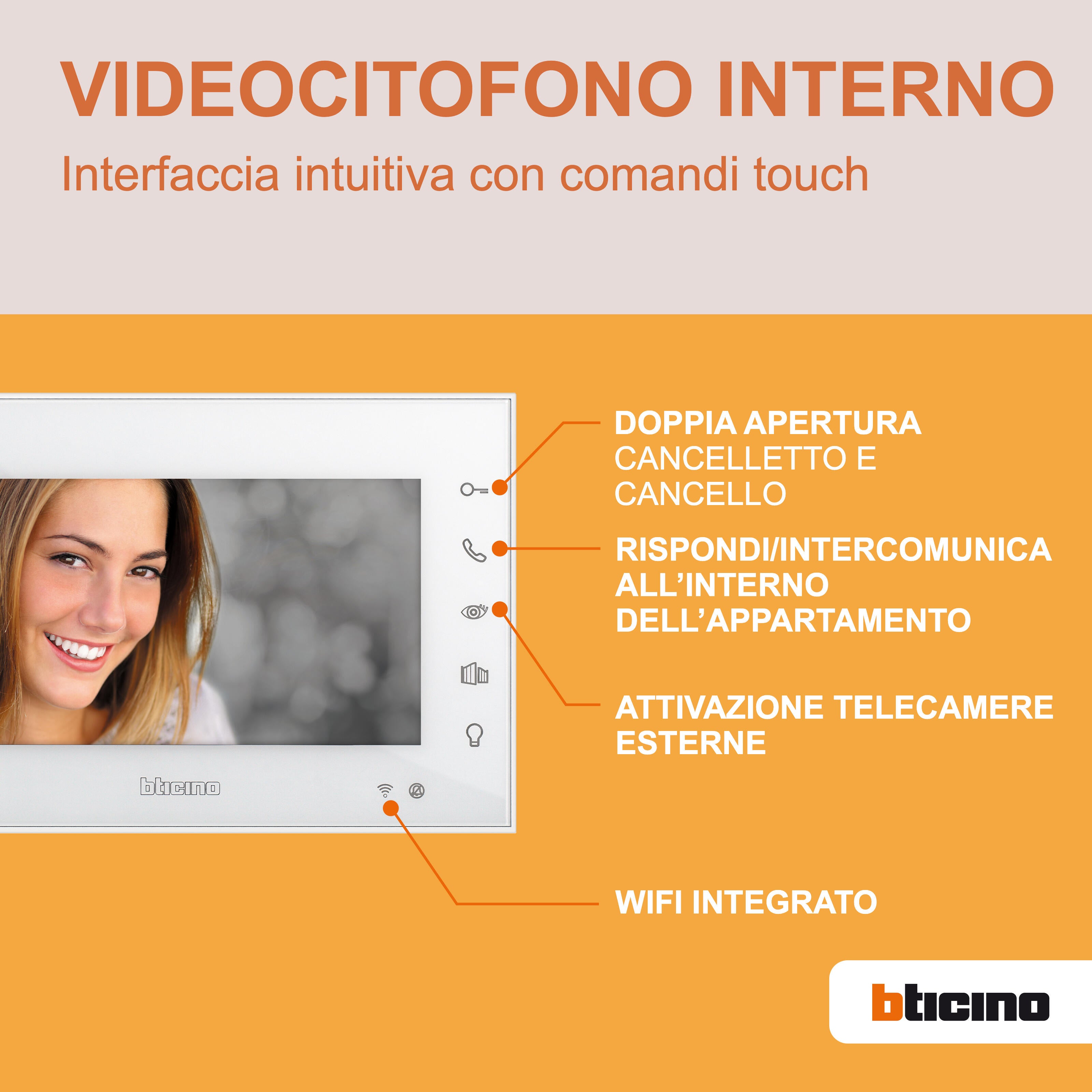 Videocitofono WiFi connesso BTICINO Easykit 310914 2 fili LCD 7