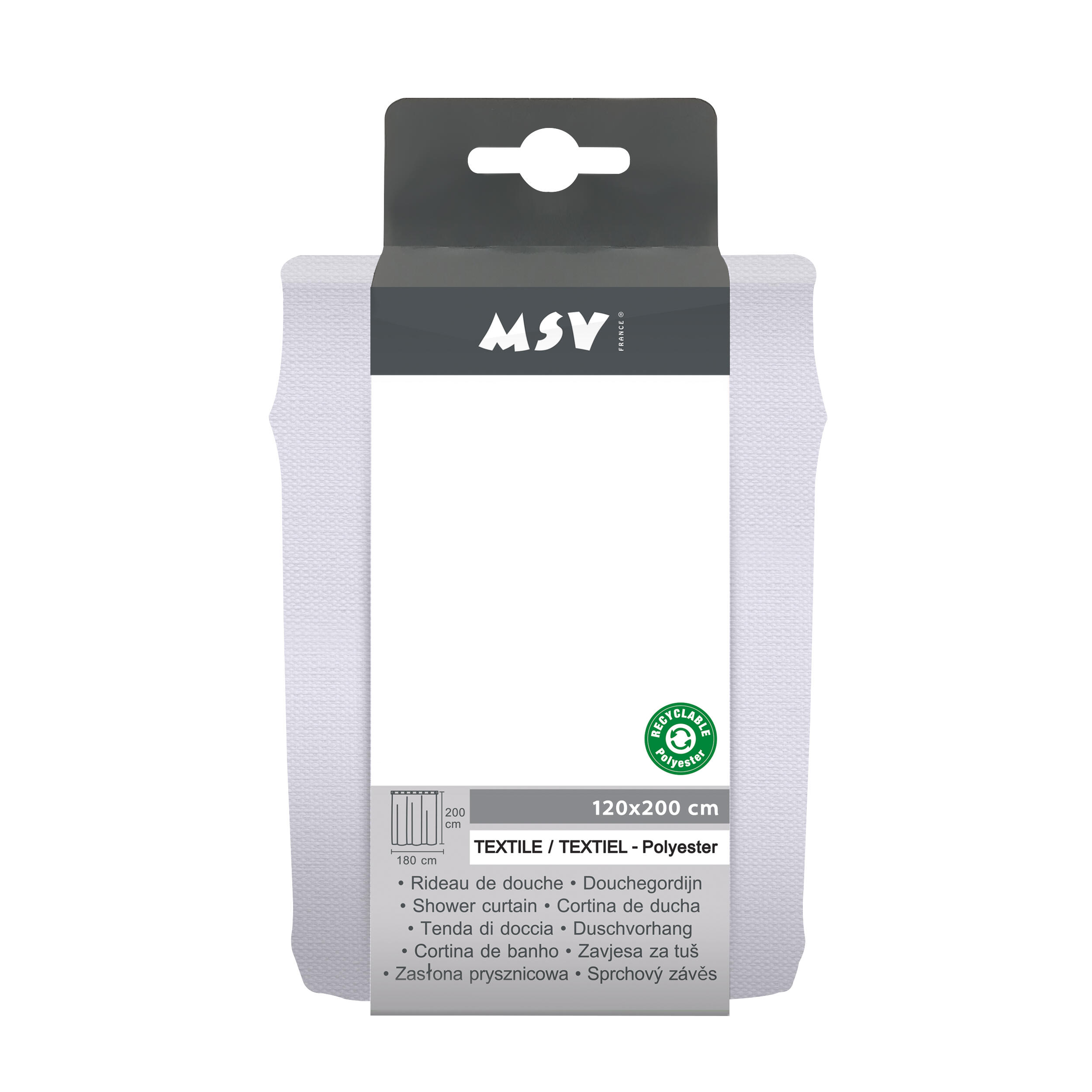 CORTINA DE BAÑO POLIESTER RIDEAU 120X200CM BLANCA - 5