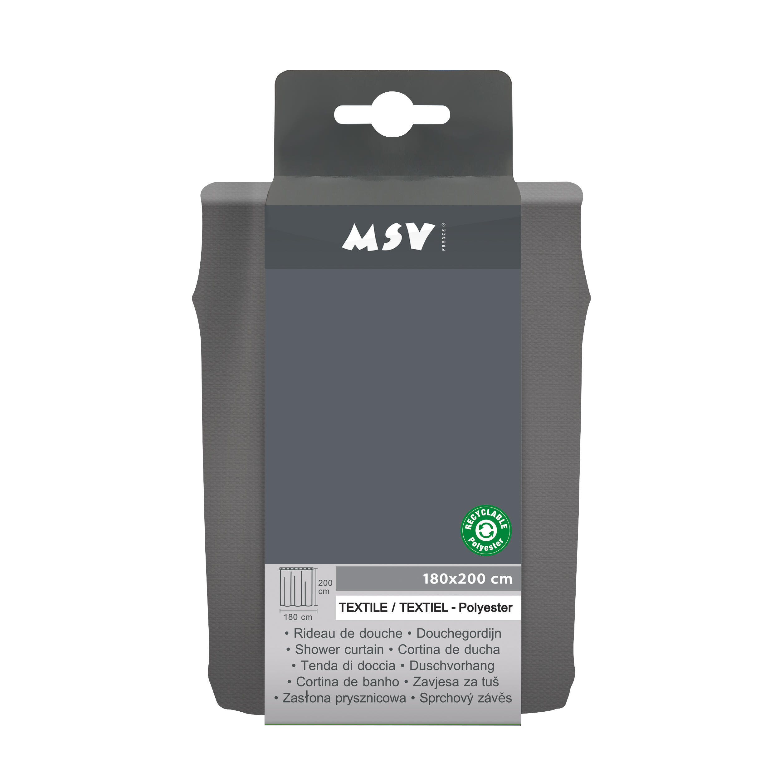 CORTINA DE BAÑO POLIESTER RIDEAU 180X200CM ANTRACITA - 4