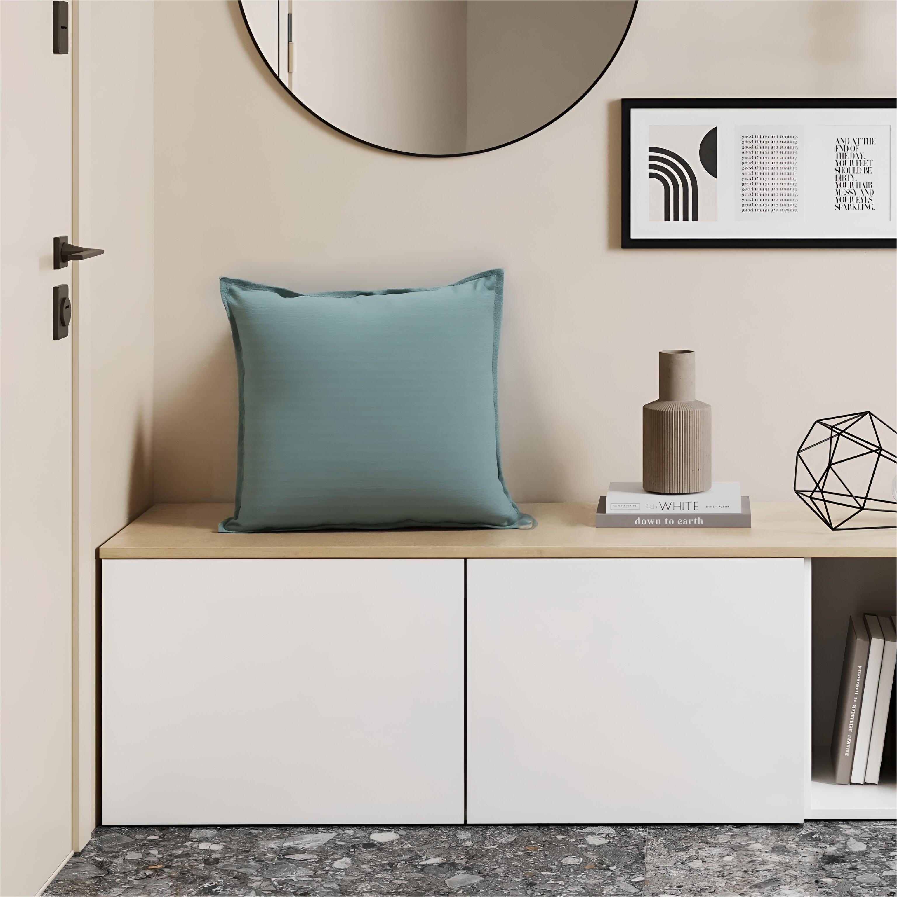 Cojín decorativo cuadrado DaliI algodón, lino liso turquesa 50x50cm - 3