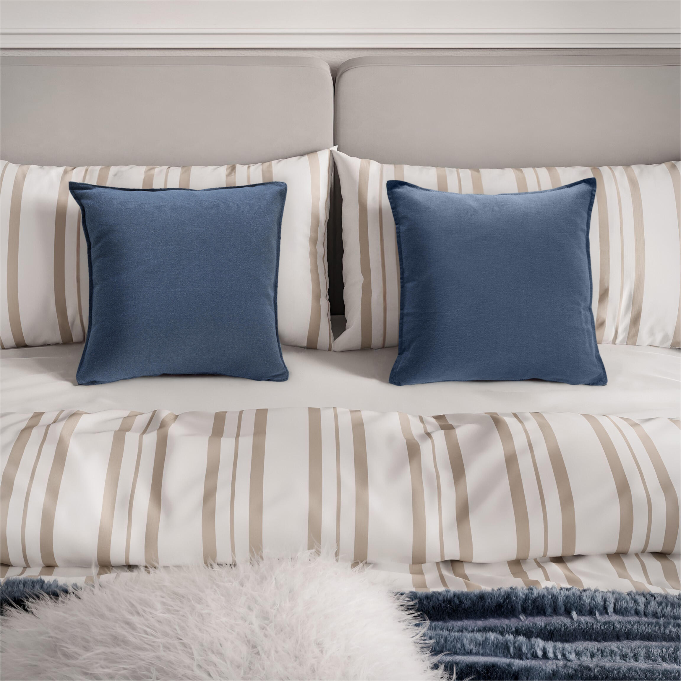 Cojín decorativo cuadrado Dali algodón, lino azul 50x50cm - 3