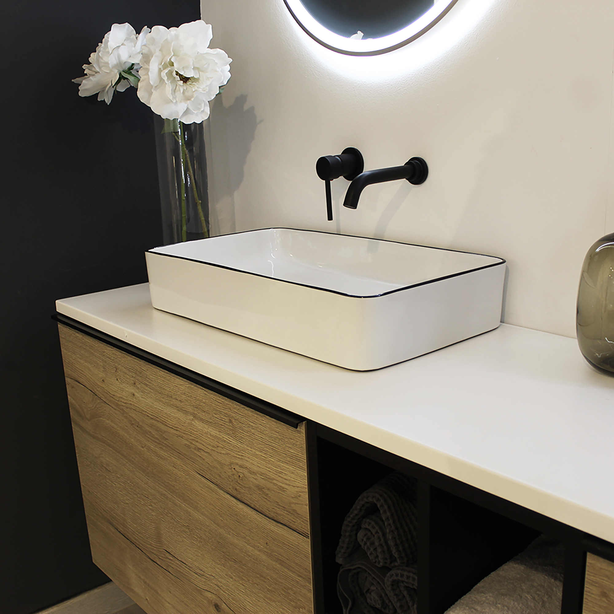 Lavabo de sobreponer chía brillante 61.5x11.5x35 cm