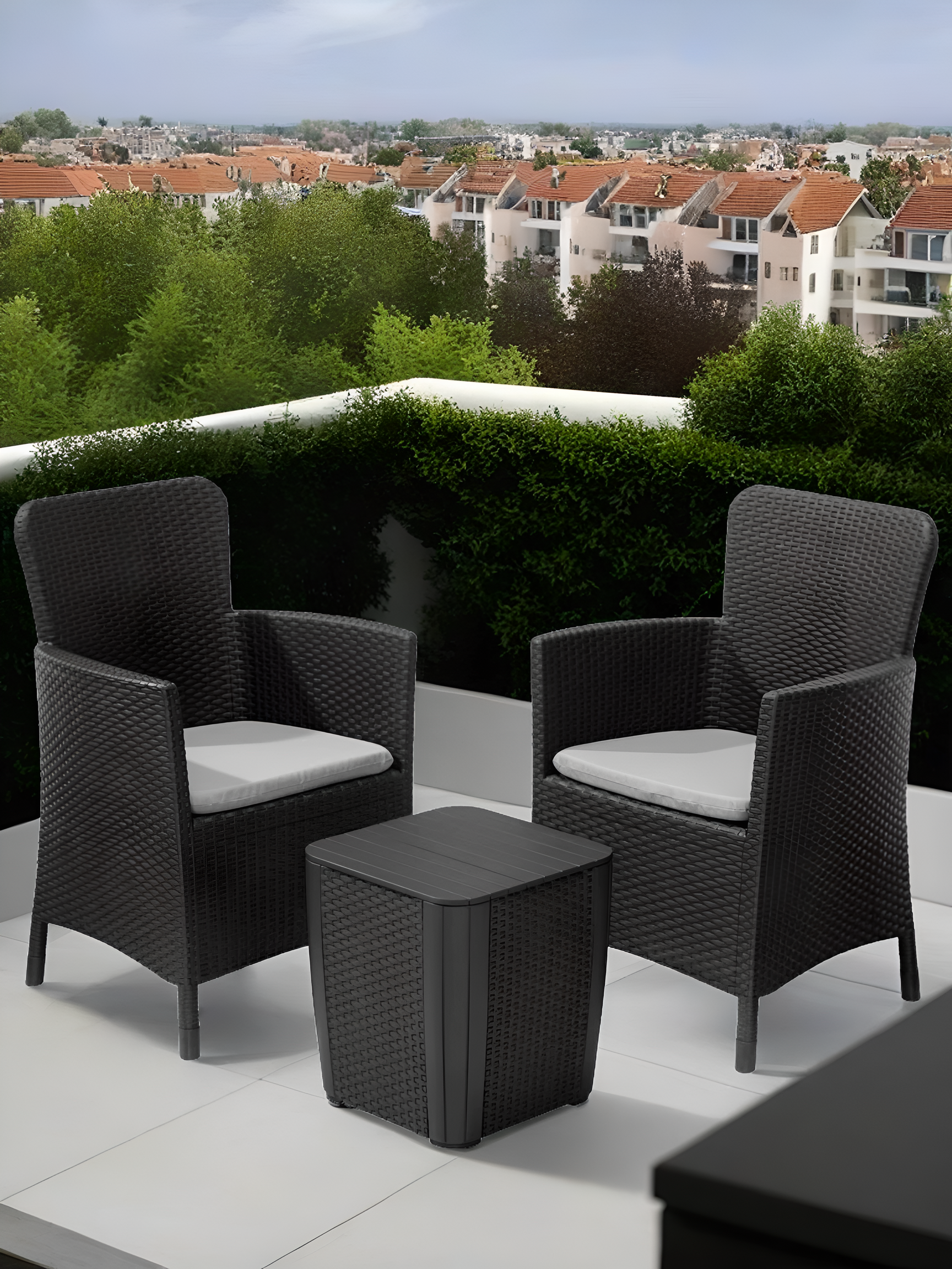 Set de sofás y mesa baja Iowa de resina para 2 personas - 4