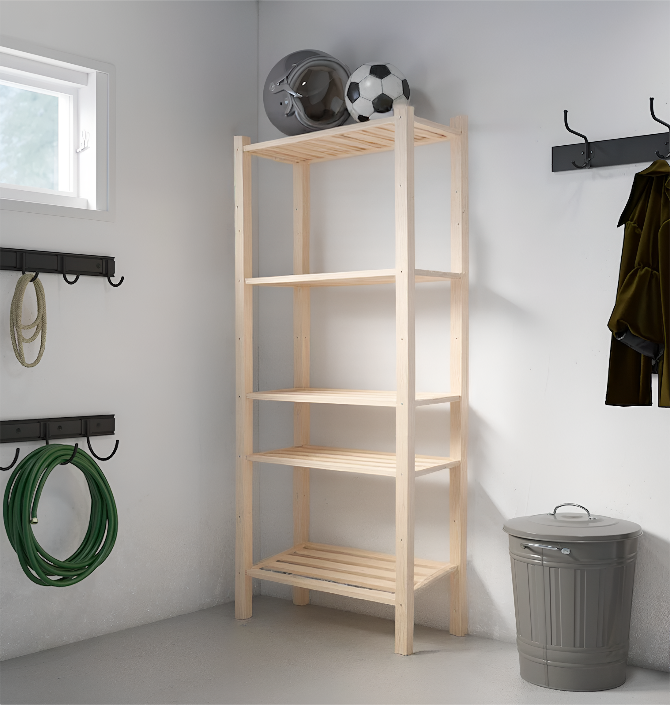 Estantería de madera en kit beige de 151x65x30cm y 120kg max - 3