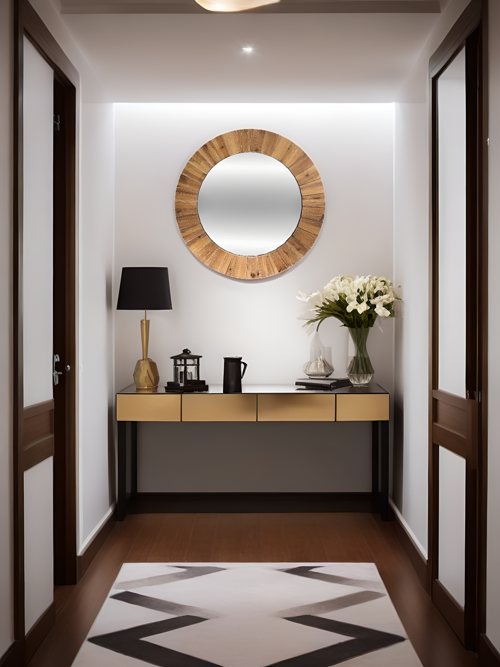 Espejo enmarcado de pared redondo Madera natural mate  de 83 cm de diámetro - 2