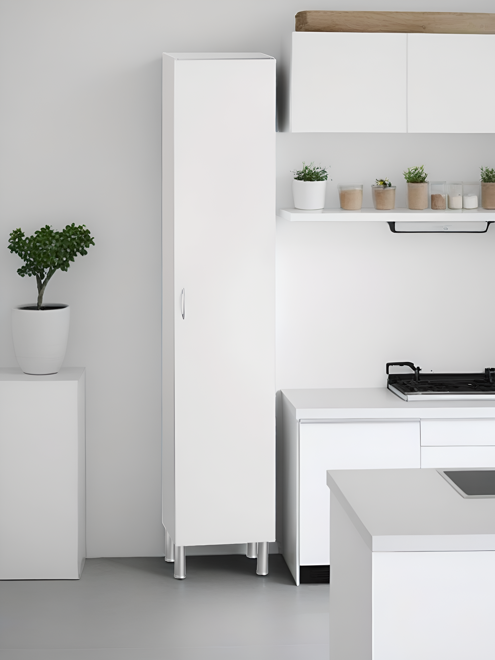 Mueble columna de cocina Basic blanco mate 1 puerta Alt 200 x An 40 - 2