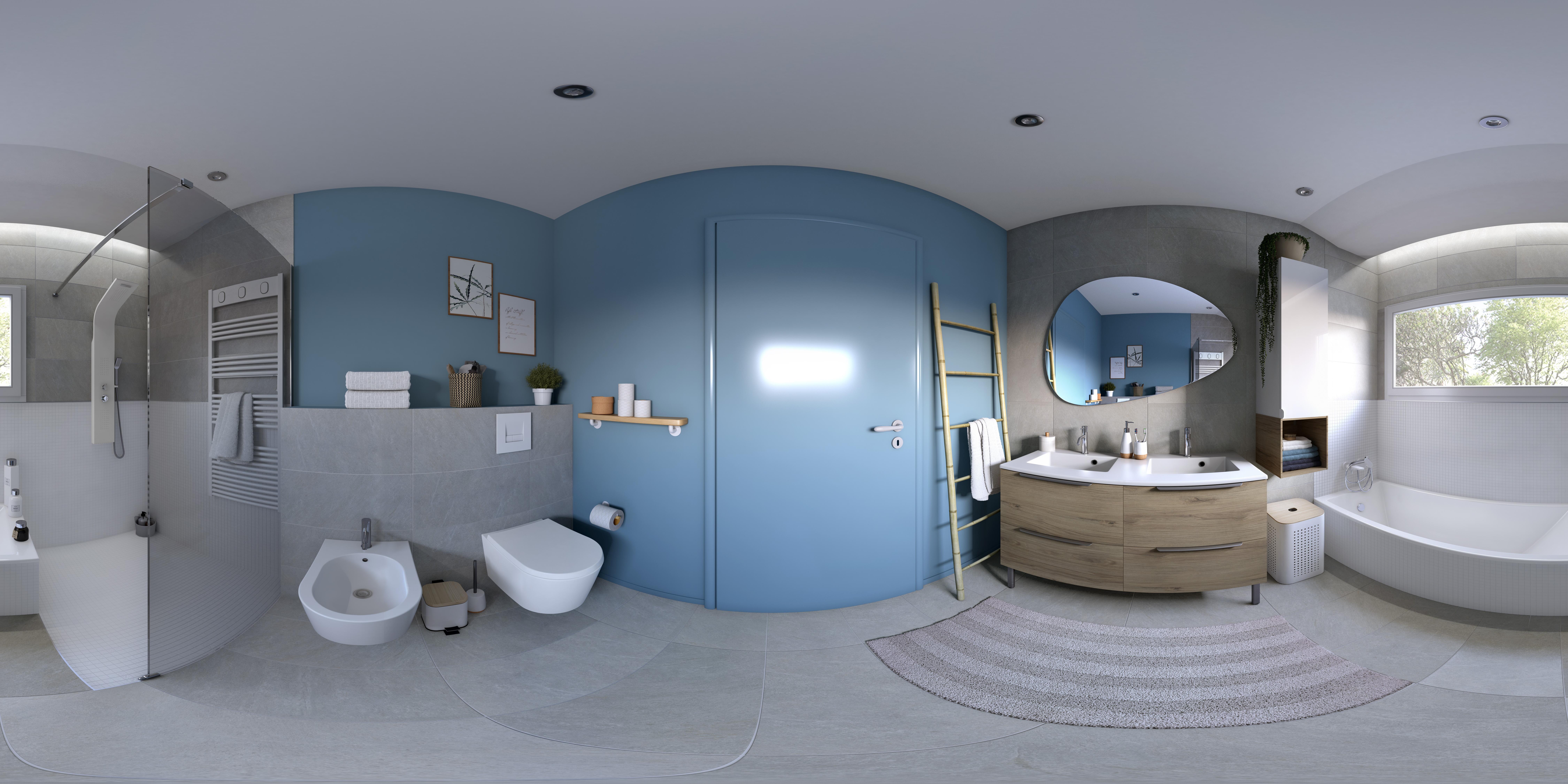 Meuble de salle de bains l.120 x H.64 x P.48 cm, effet chêne miel, Neo line - 3