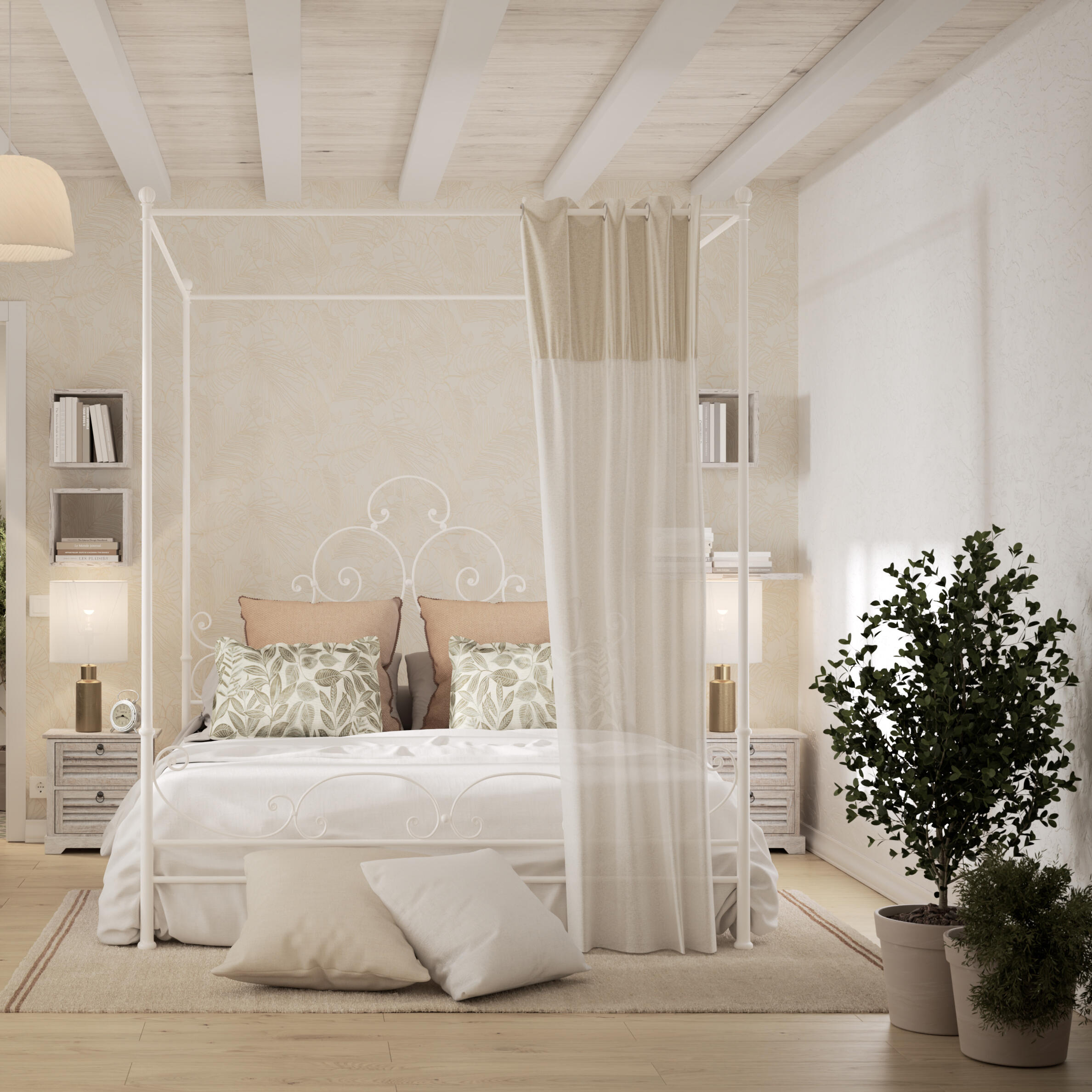 Carta da parati Foglie ricamate beige, 53 cm x 10.05 m - 5