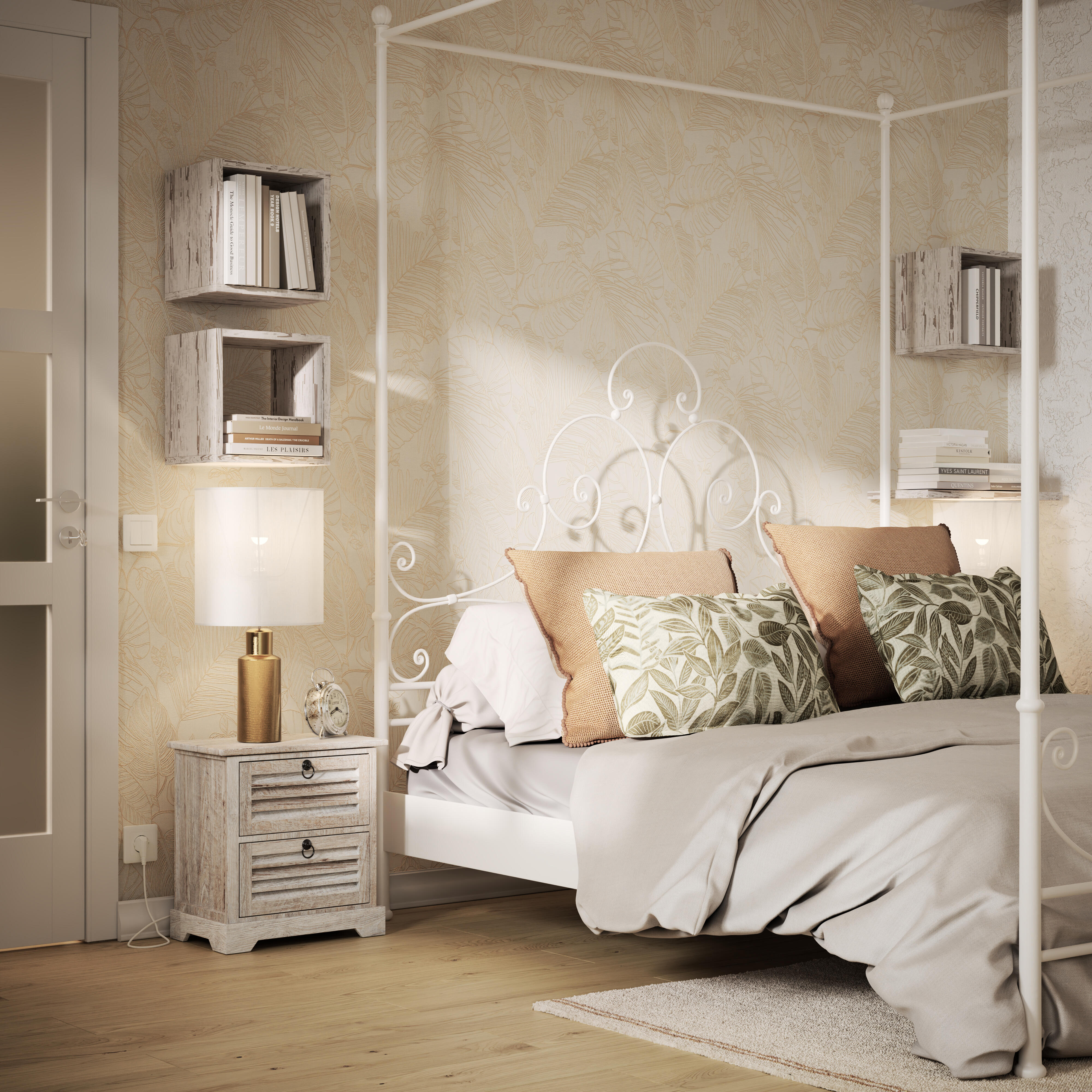 Carta da parati Foglie ricamate beige, 53 cm x 10.05 m - 4