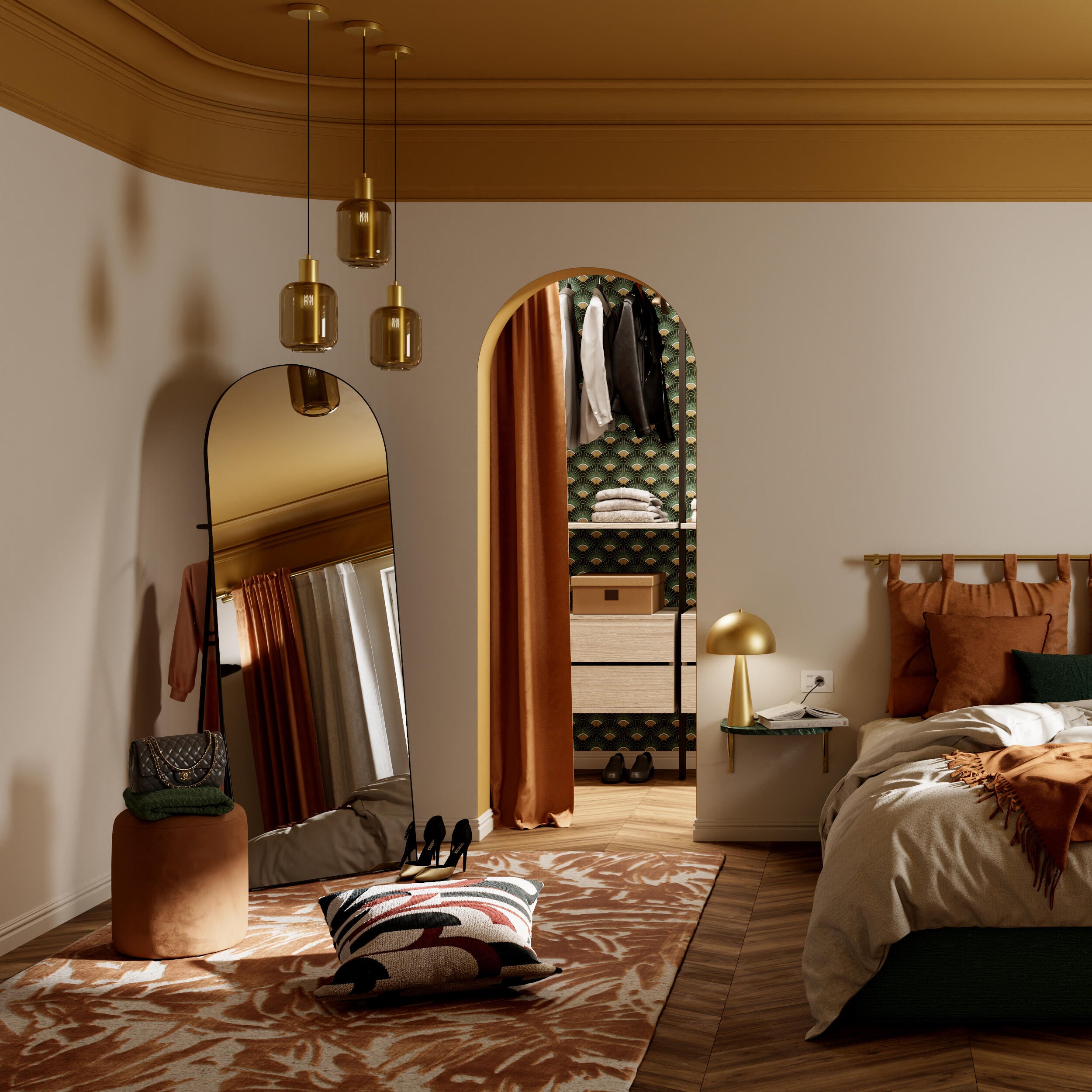 Specchio DESIGN ARCHE ovale in metallo nero 62 x 172 cm INSPIRE - 4