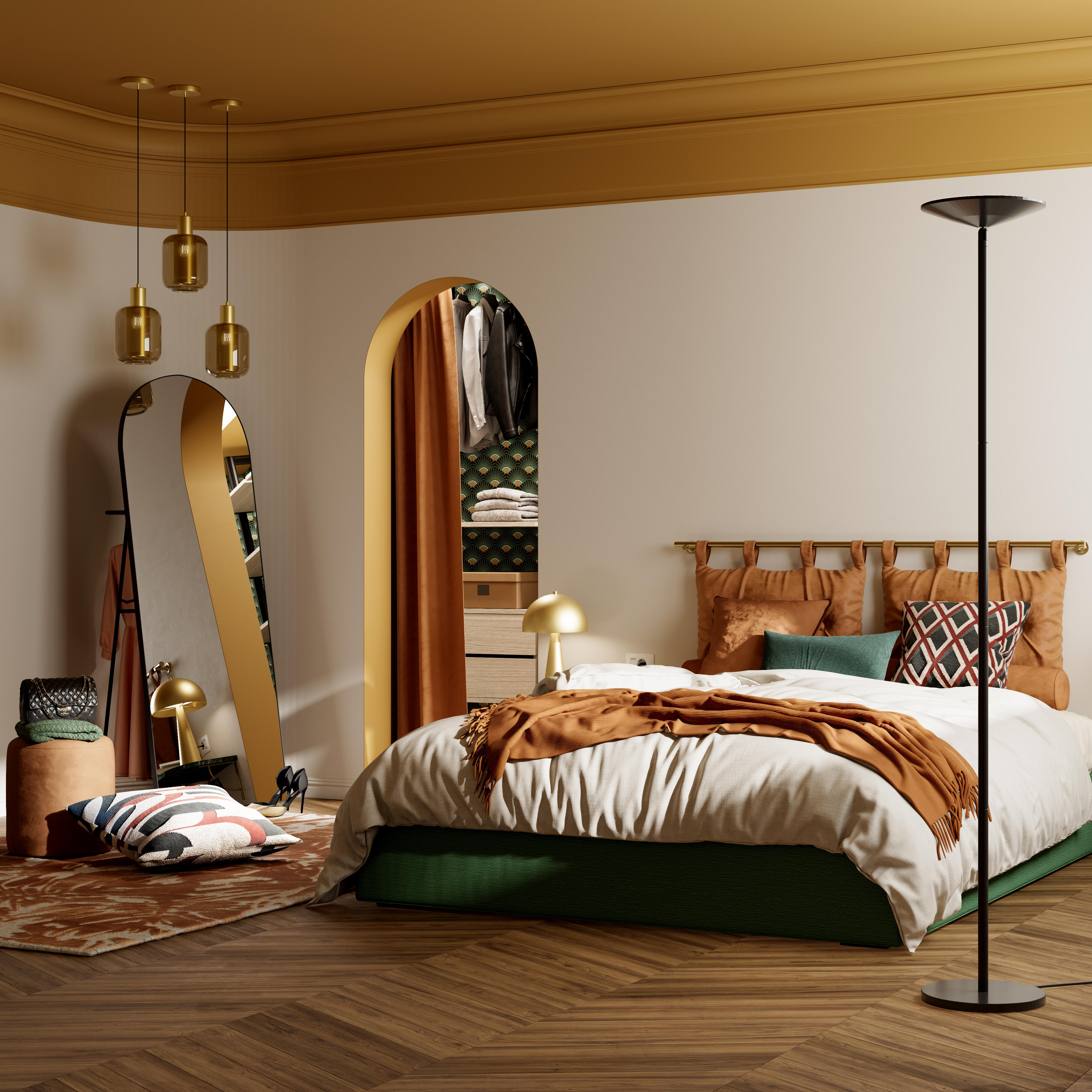 Specchio DESIGN ARCHE ovale in metallo nero 62 x 172 cm INSPIRE - 2