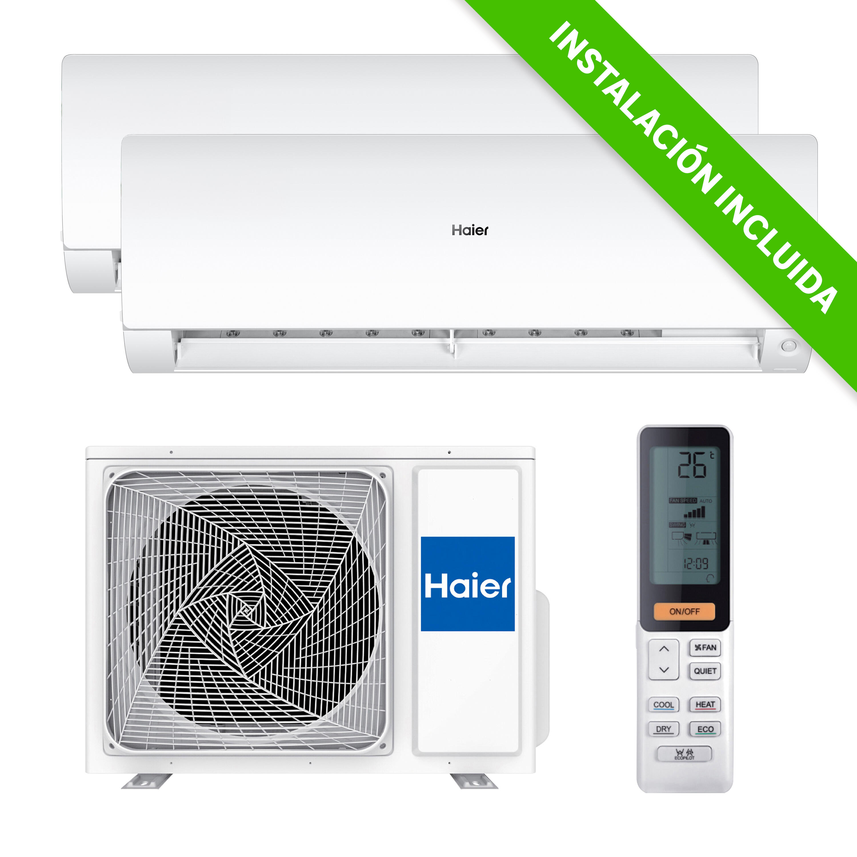 Aire acondicionado multisplit 2x1 haier flexis 40 wifi 2x2000 fg instalación básica incluida