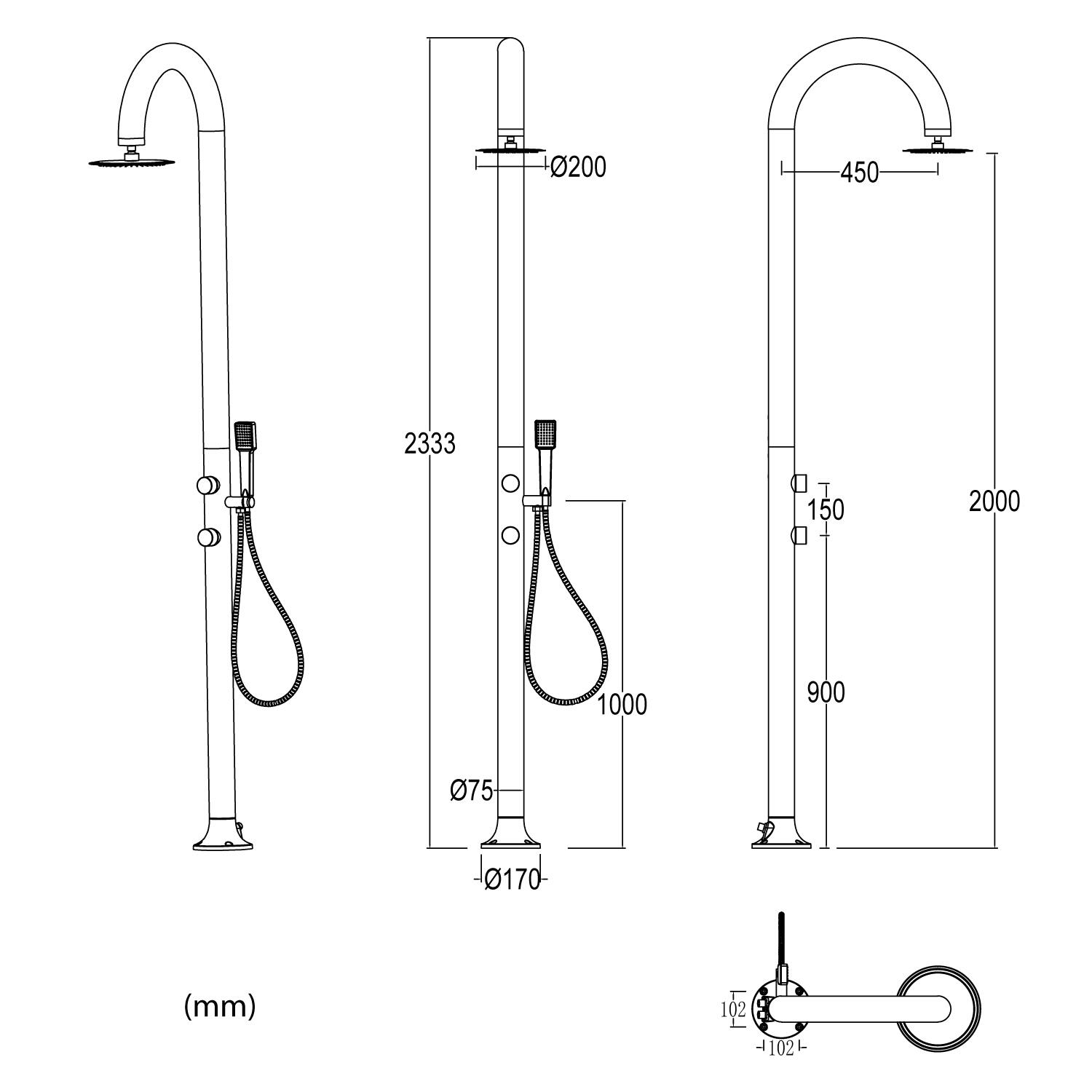 Ducha para piscina SINED de aluminio - 2