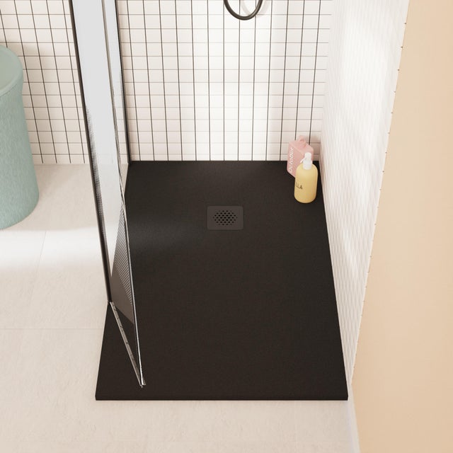 Receveur de douche extraplat, résine, noir l.80 x L.120 cm, Remix