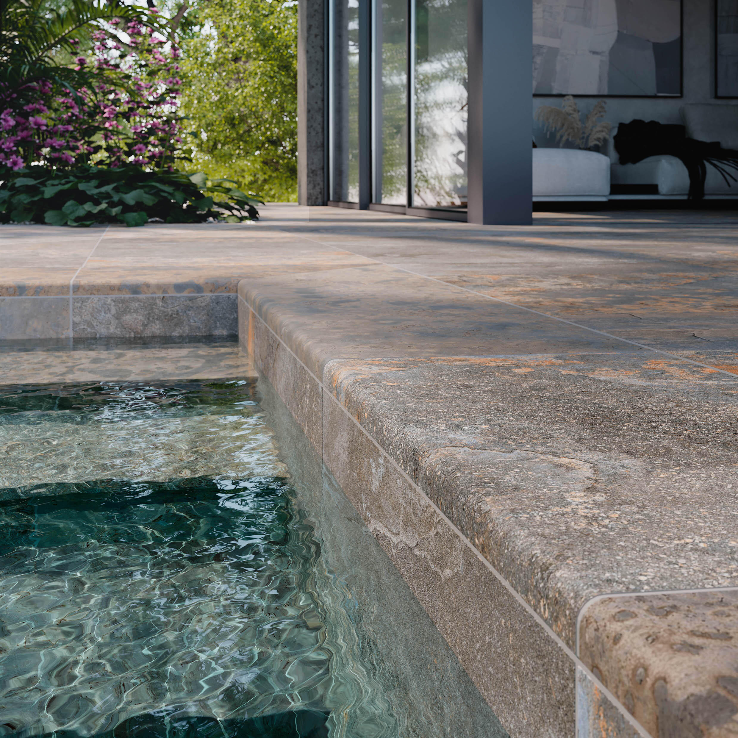 Pack de 2 peldaños cerámico Mineral efecto piedra mix 120x3.4cm espesor 11mm - 6