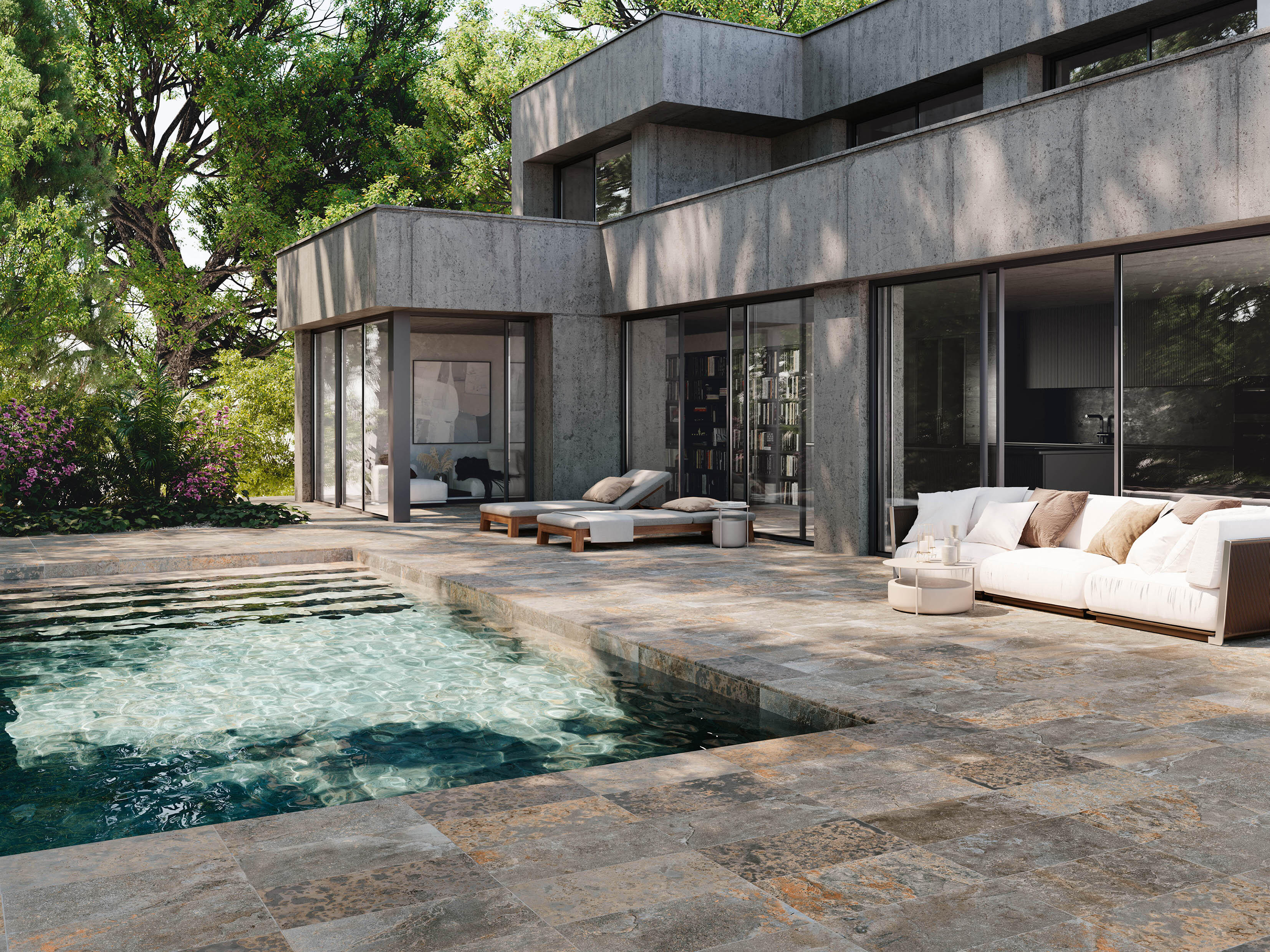 Pack de 2 peldaños cerámico Mineral efecto piedra mix 120x3.4cm espesor 11mm - 5