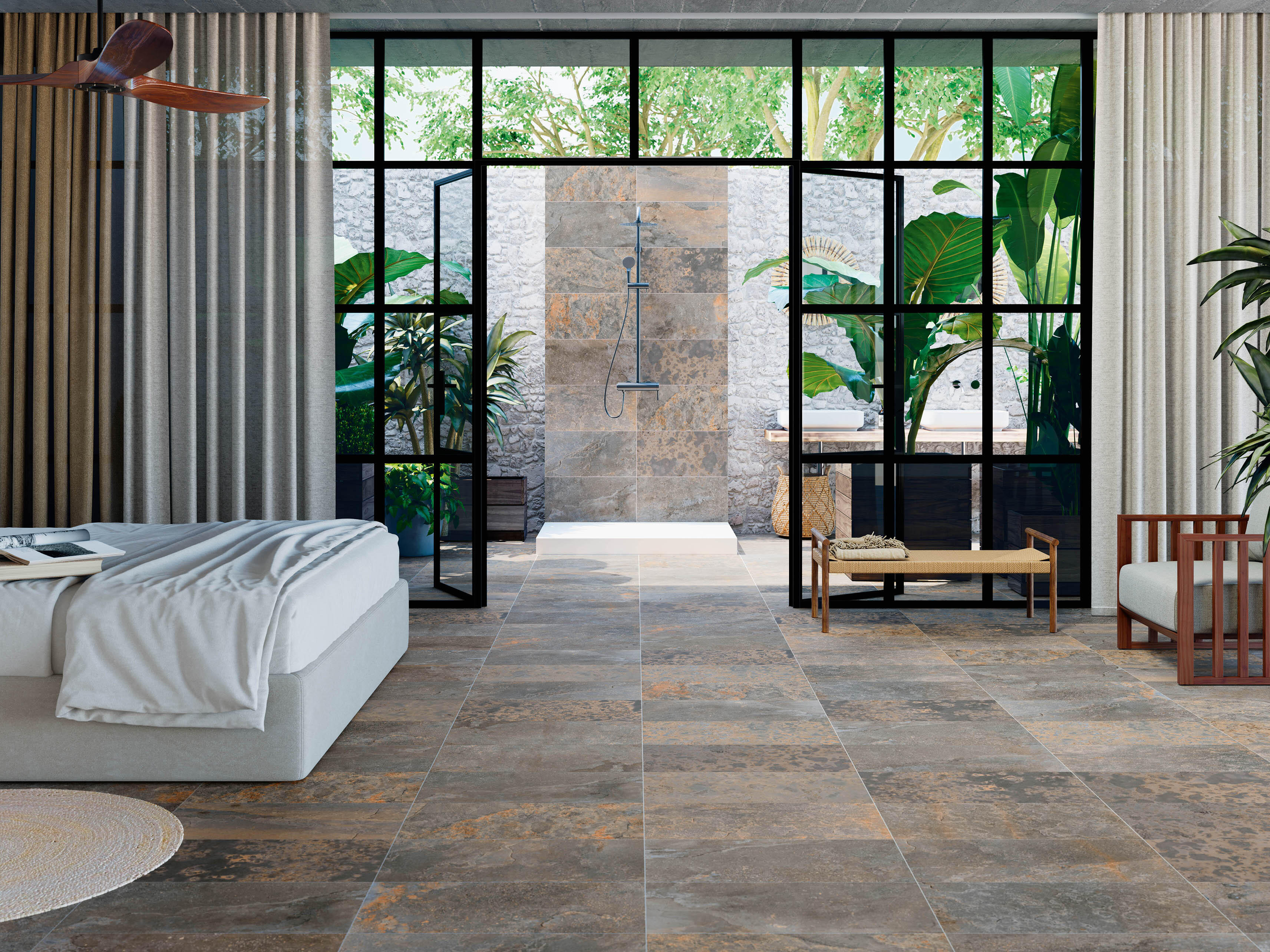 Pack de 2 peldaños cerámico Mineral efecto piedra mix 120x3.4cm espesor 11mm - 2