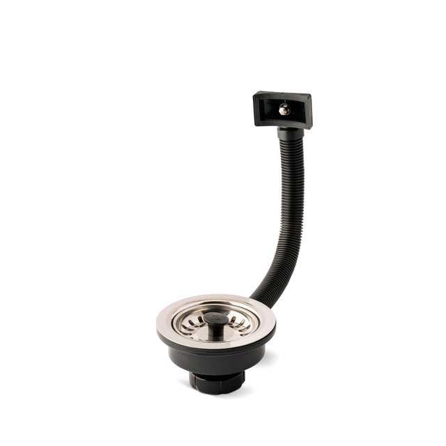 VÁLVULA FREGADERO 115MM CON VÁSTAGO Y REBOSADERO NEGRO