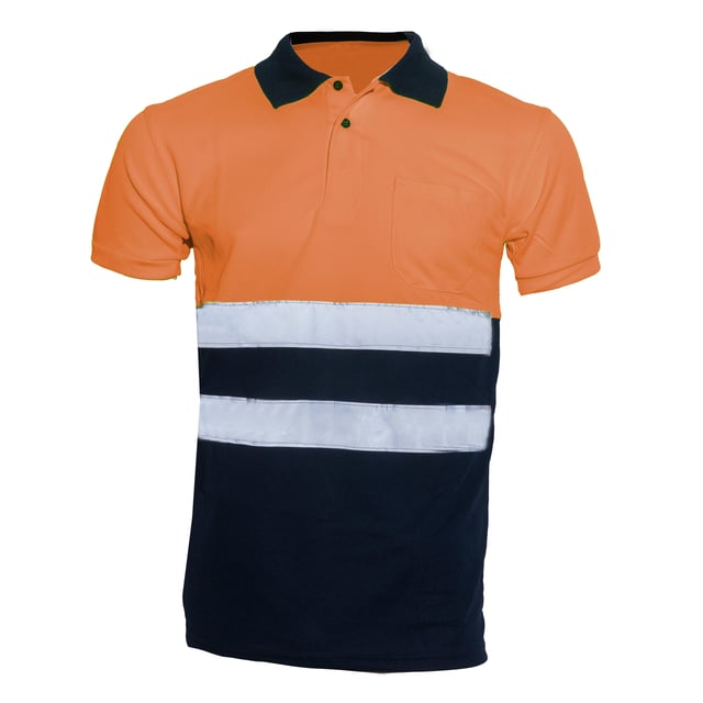 POLO MANGA CORTA ALTA VISIBILIDAD AZUL-NARANJA TALLA L VELILLA