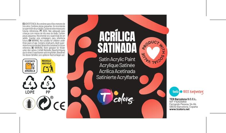 Pintura TCOLORS Acrílico en color oro satinado para aplicar sobre madera, papel 80 ml - 2
