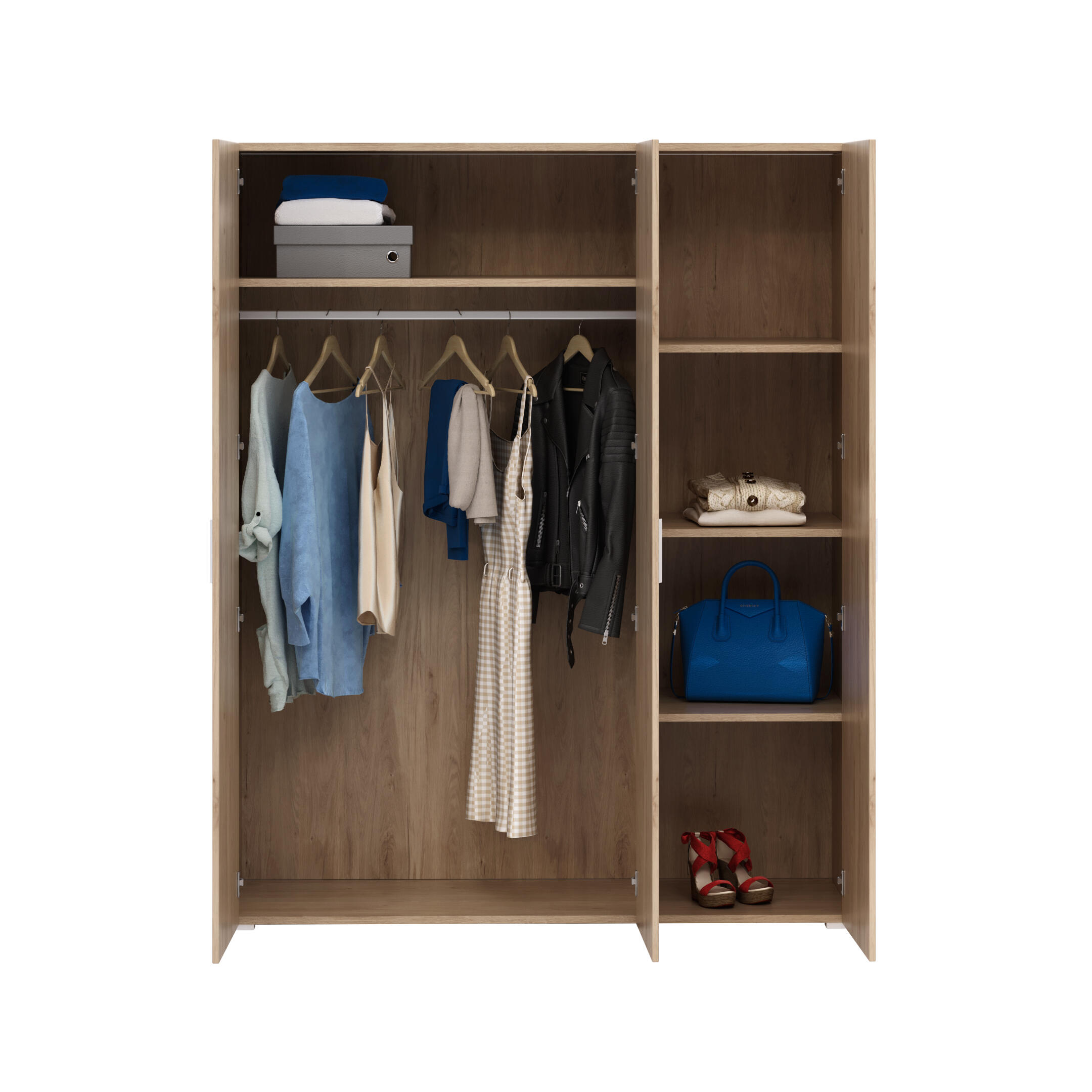 Roupeiro 3 portas de bater carvalho 155x53x191cm One - 4