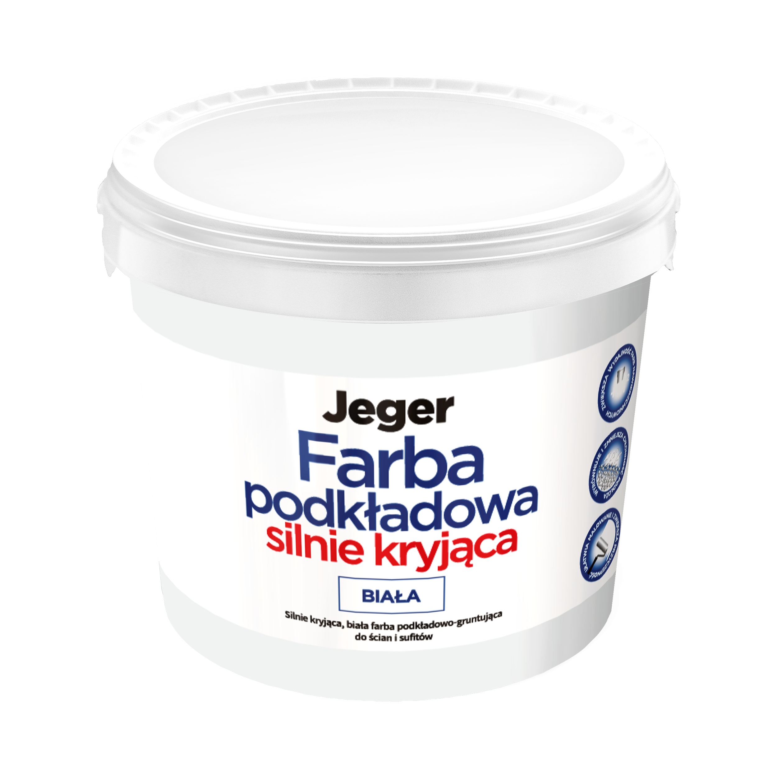 Farba podkładowa silnie kryjąca 10 l biała Jeger