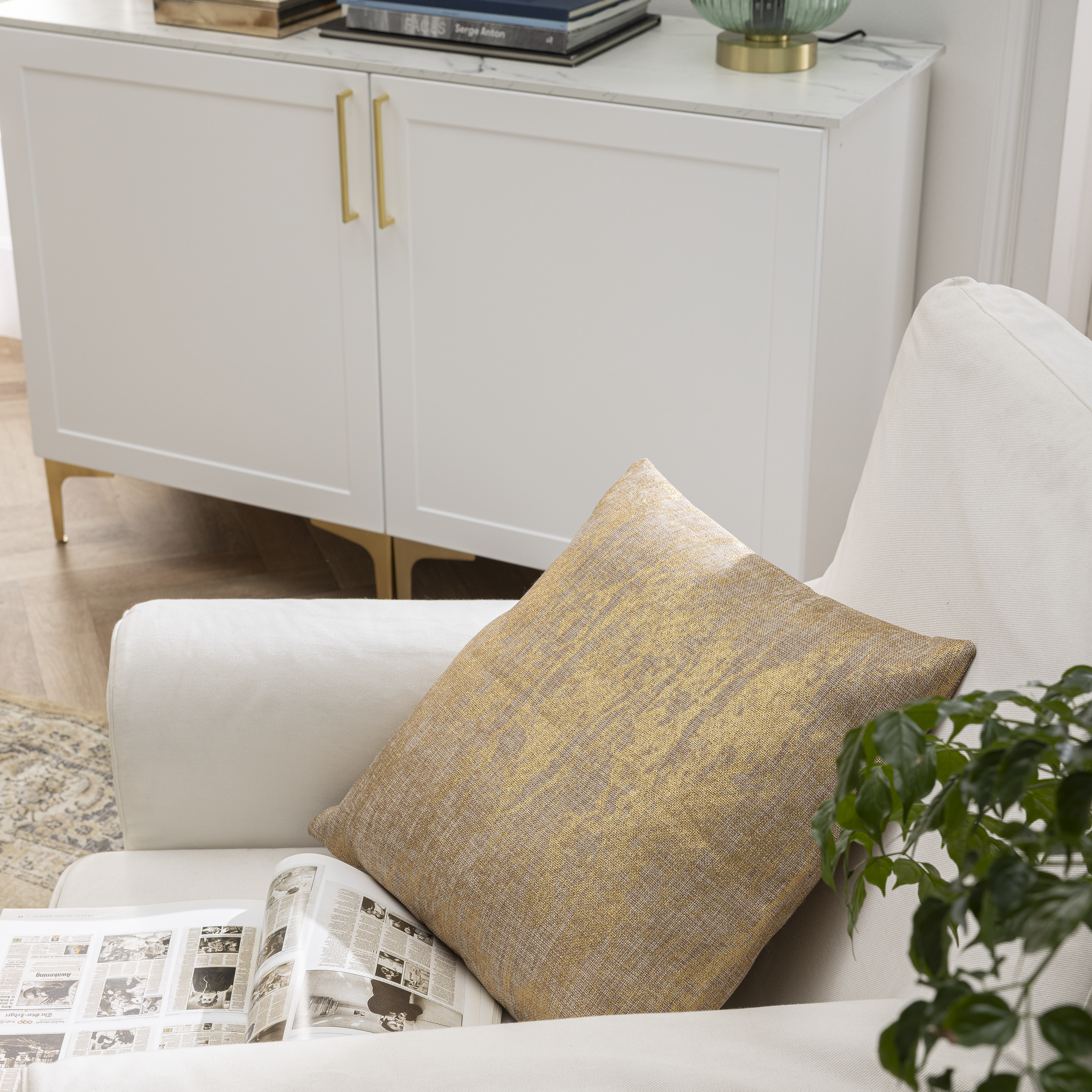 Housse de coussin Marble, jaune / doré, 45 x 45 cm, INSPIRE - 4