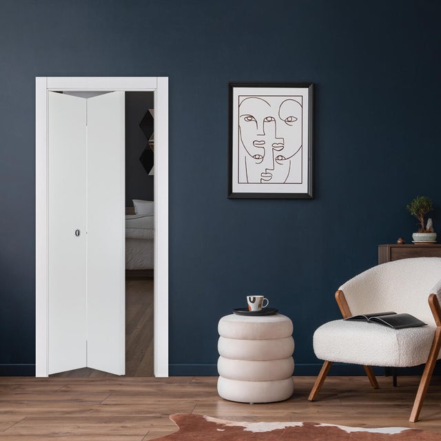 Porta pieghevole a libro in legno, L 70 x H 210 cm, bianca, spingere a sinistra RANK