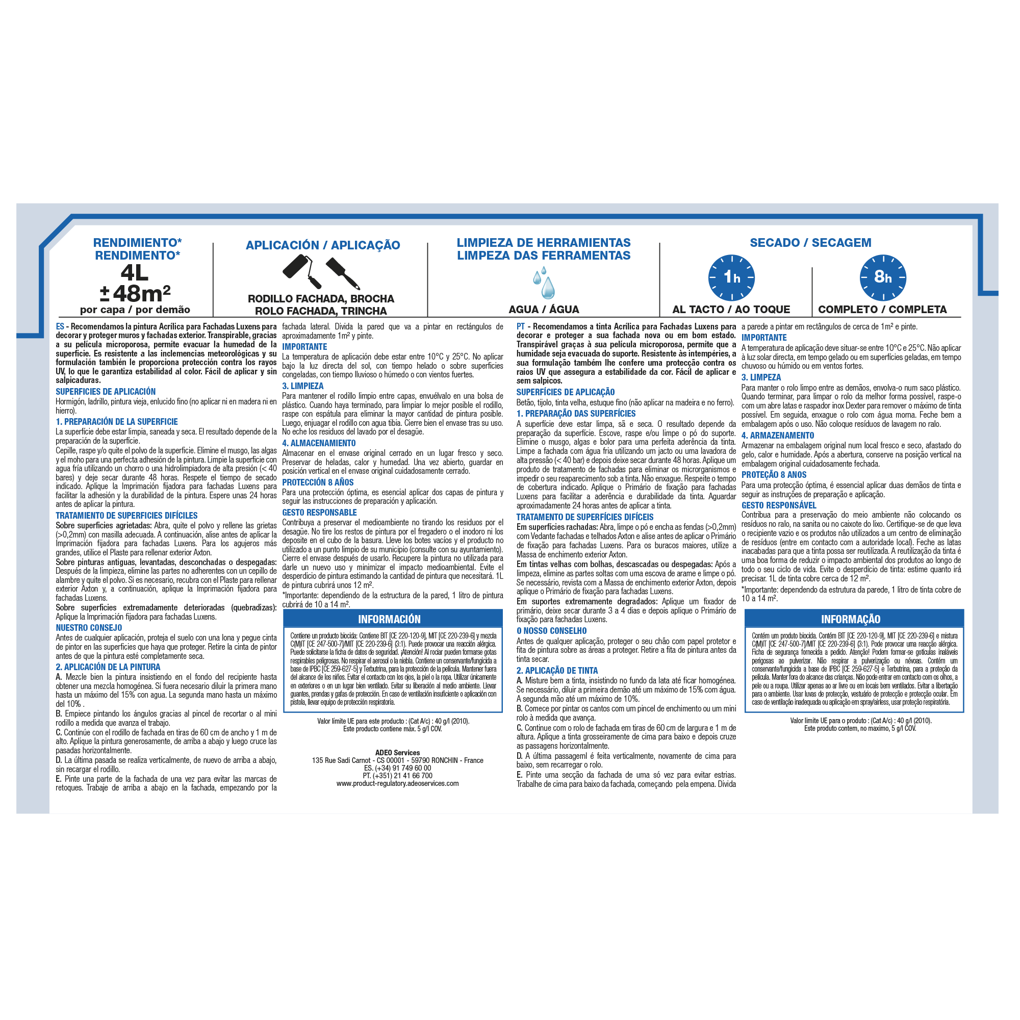 Tinta exterior LUXENS MATE 8 ANOS 4L CINZENTO AÇO - 4