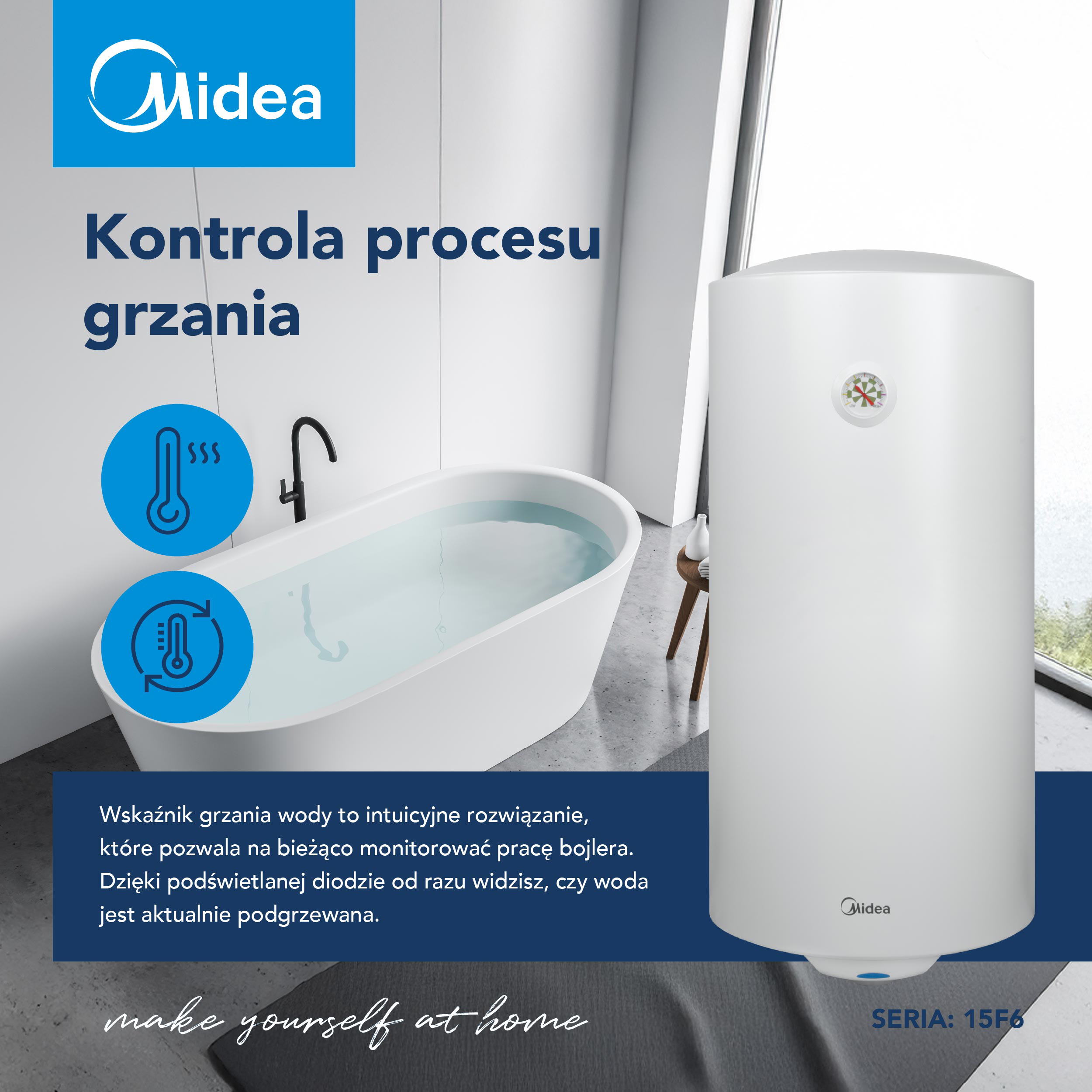 Elektryczny akumulacyjny podgrzewacz wody  50 l MIDEA - 16