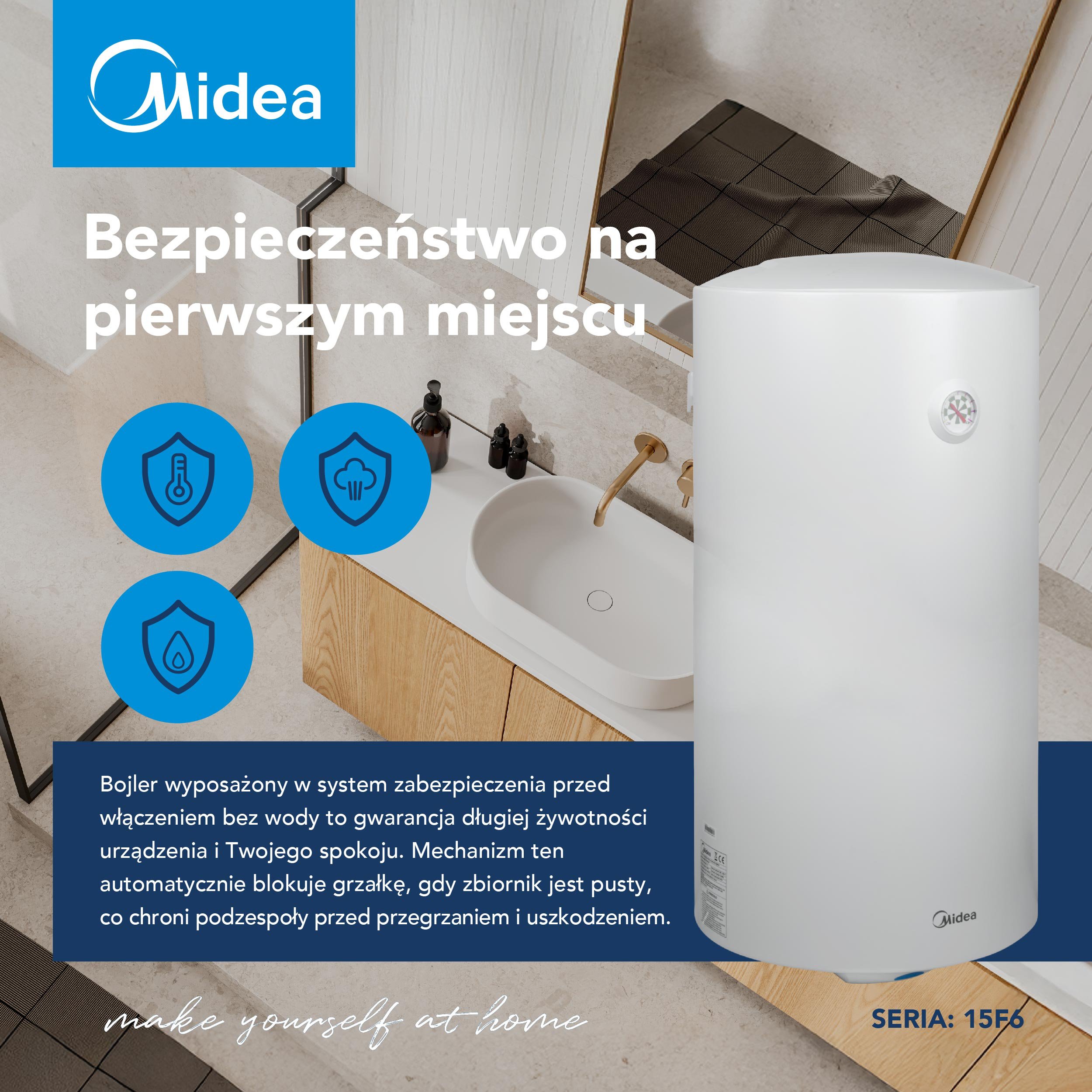 Elektryczny akumulacyjny podgrzewacz wody  50 l MIDEA - 15