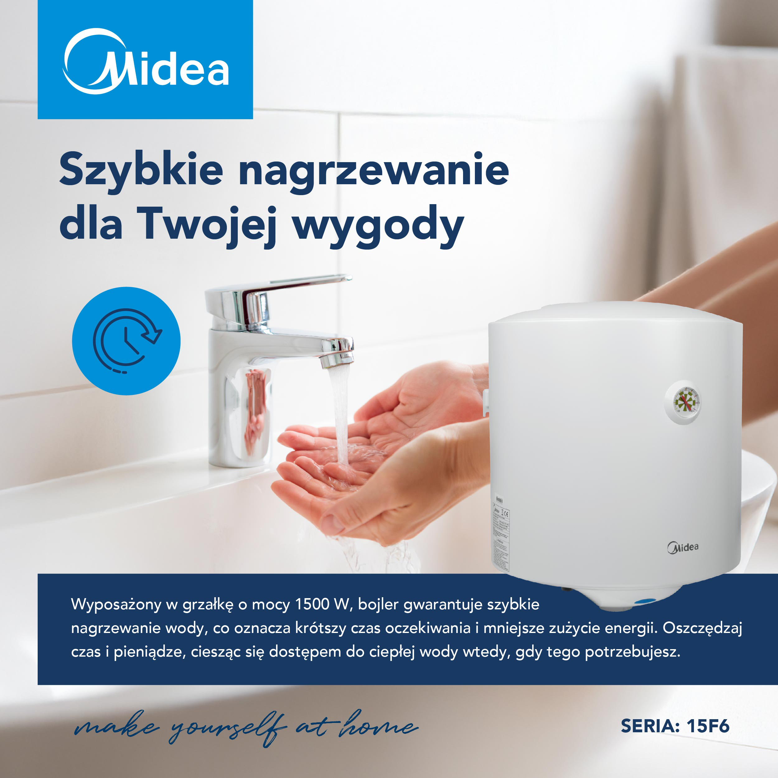 Elektryczny akumulacyjny podgrzewacz wody  50 l MIDEA - 13