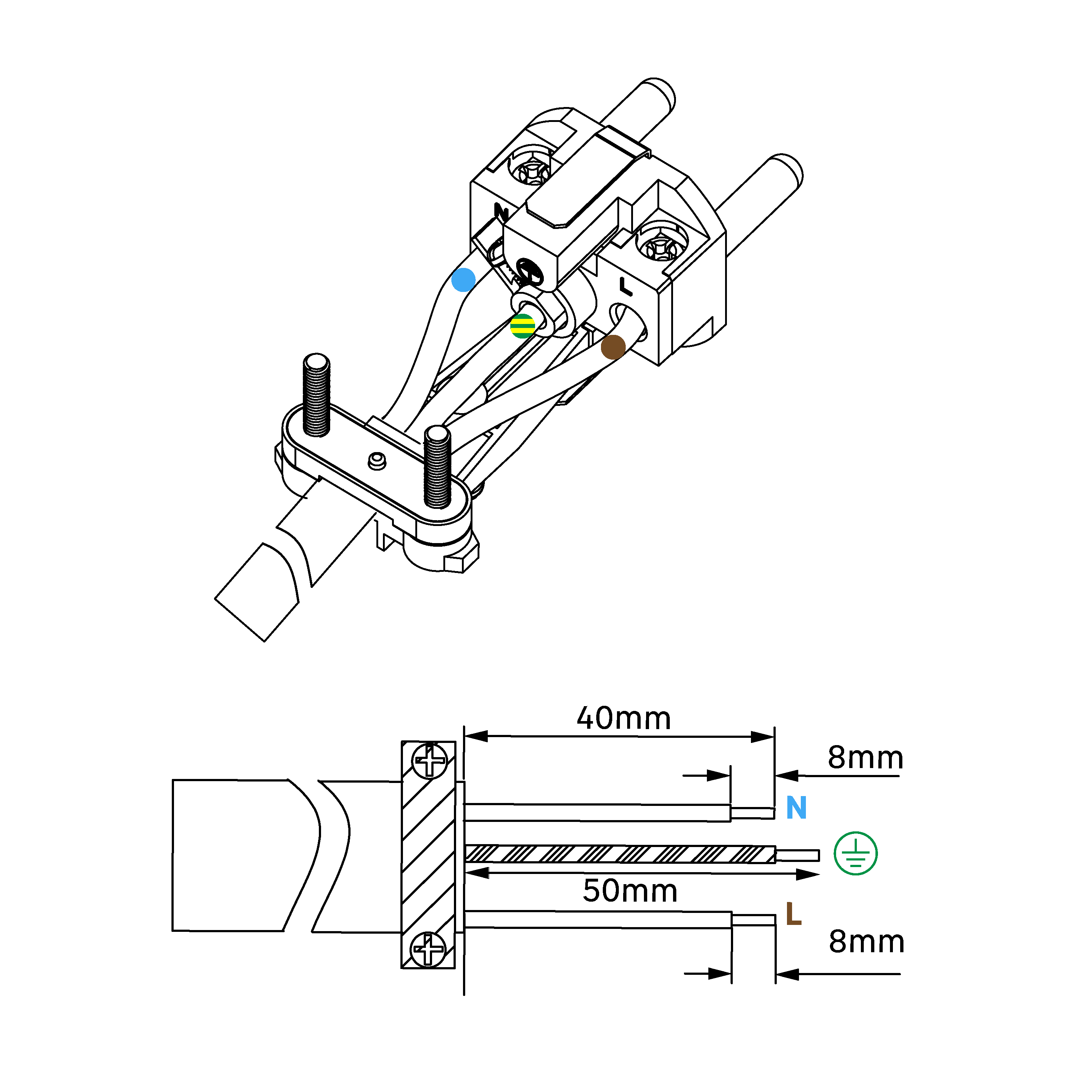 Wtyczka męska EF 2P+Z 16A IP44 Czarna LEXMAN - 6