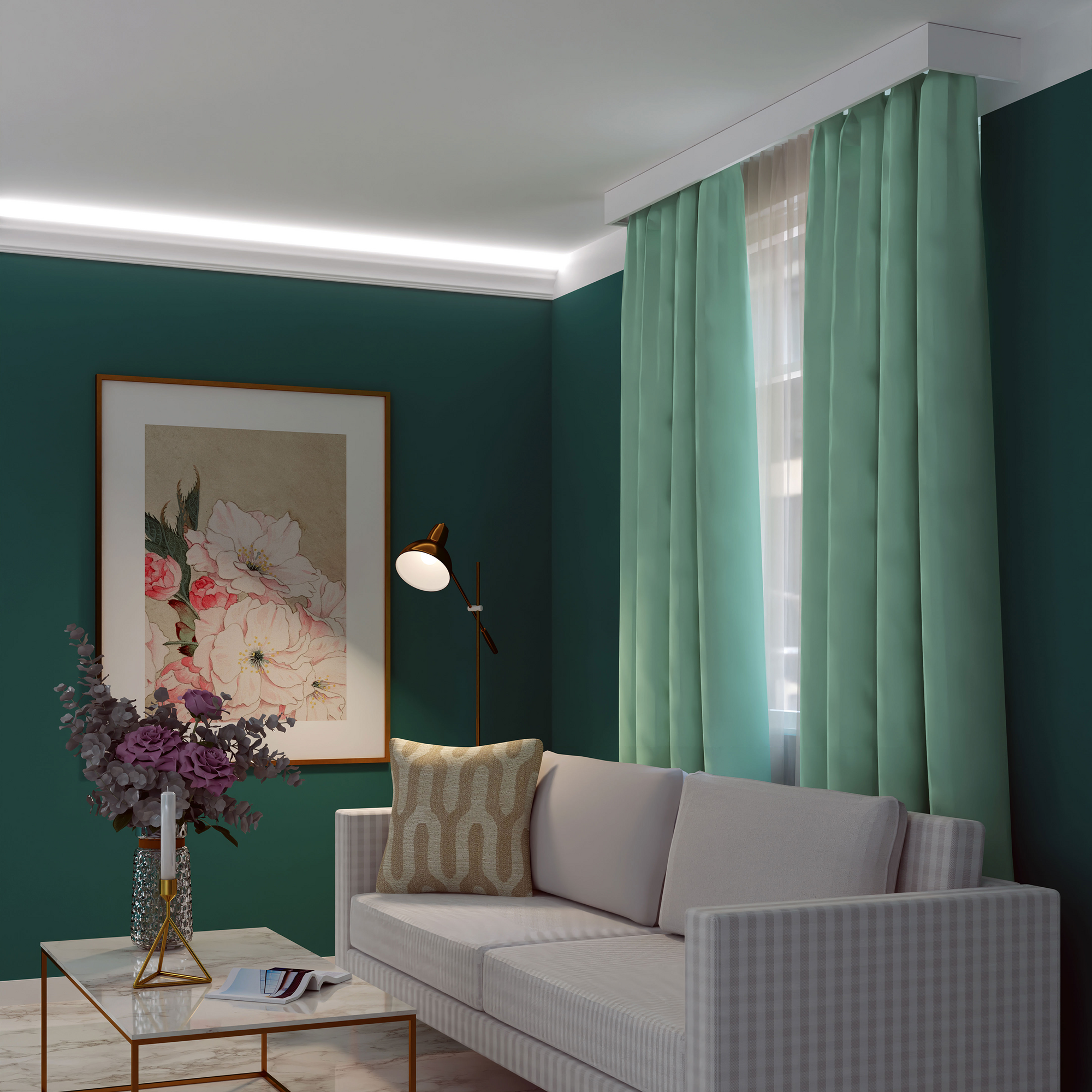 Listwa karniszowa LK-1 do LED z polimeru 10 x 200 cm DMS - 1