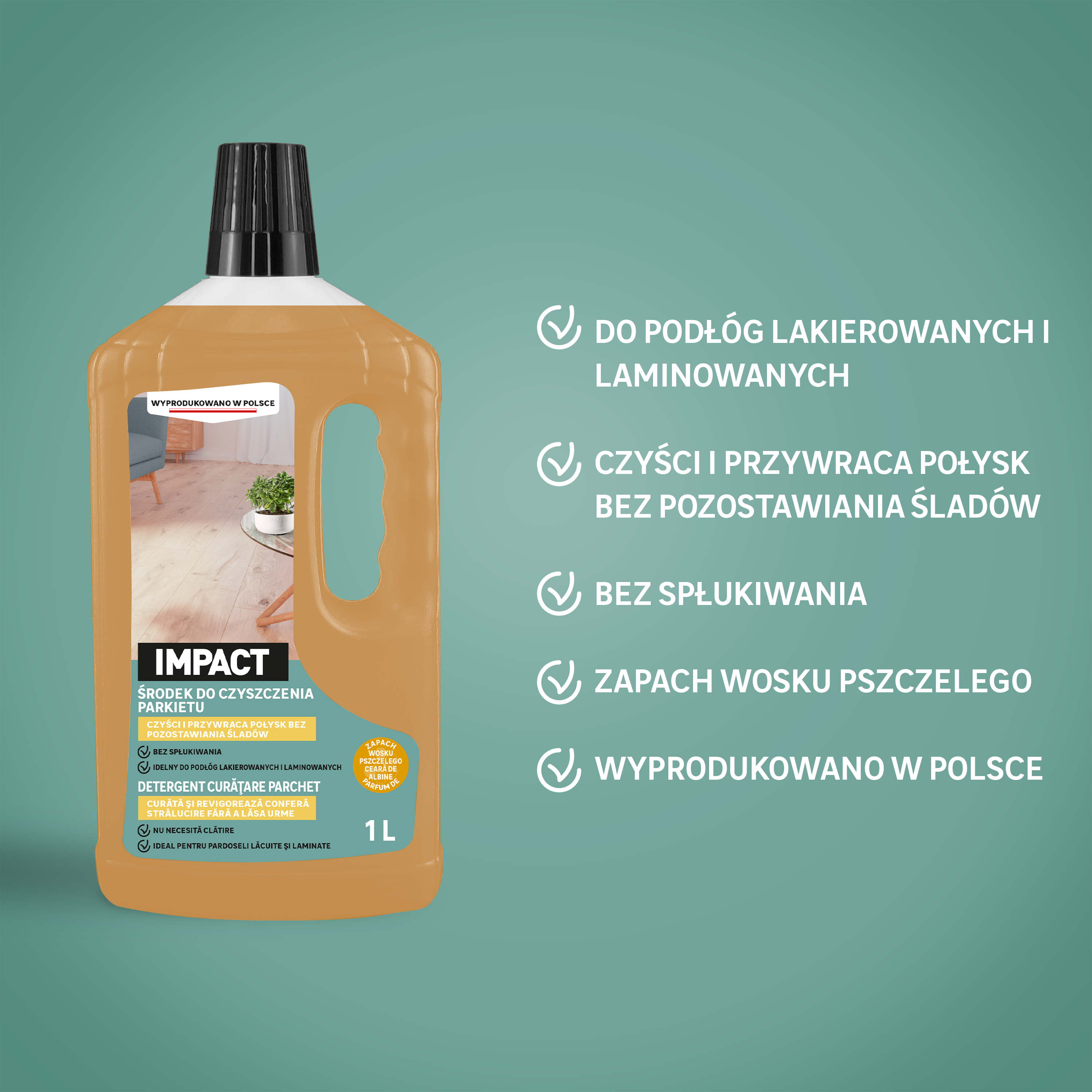Środek czyszczący do parkietu z woskiem pszczelim 1 l Impact - 3