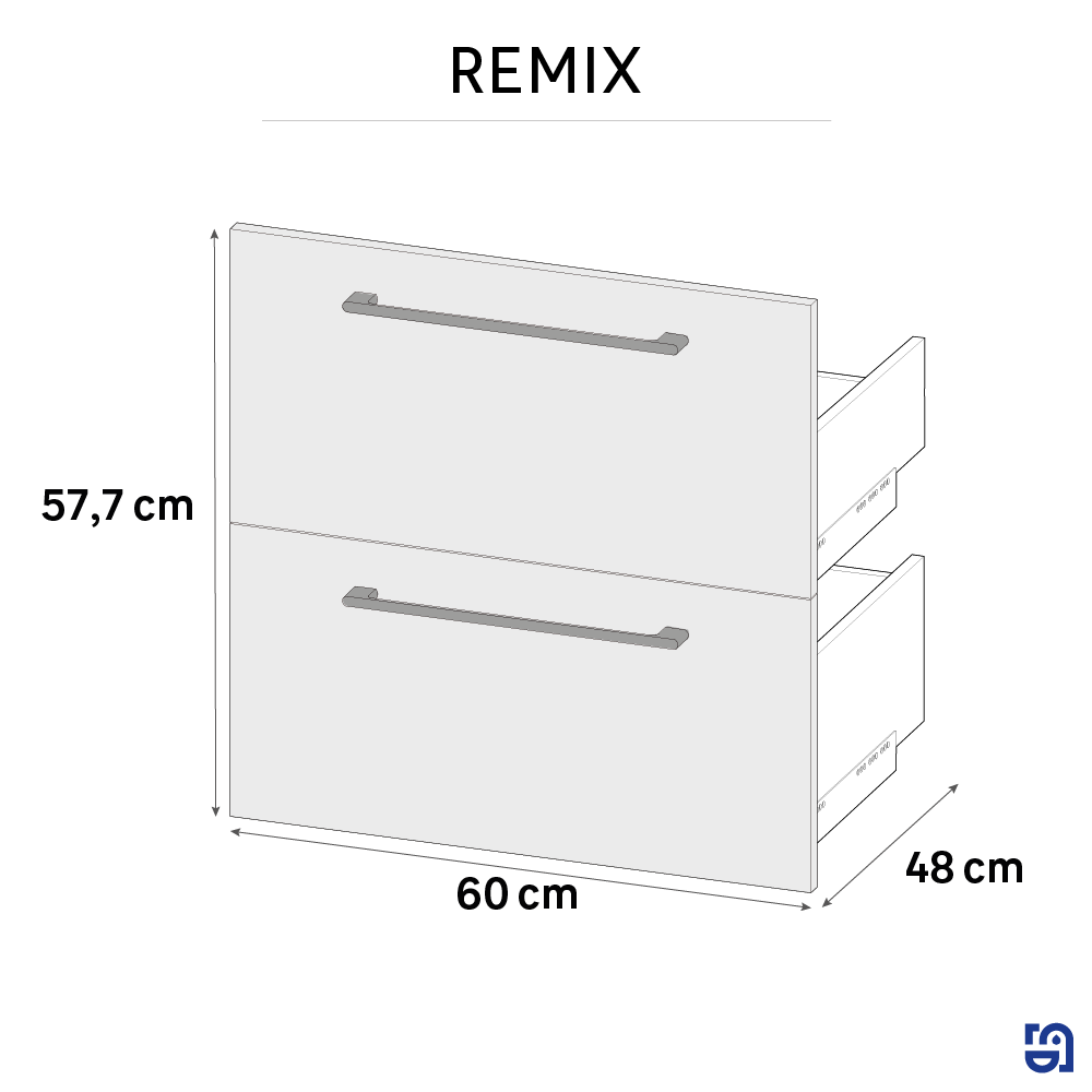 Tiroir effet frêne ribeira l.45 cm x P.46 cm Remix - 2