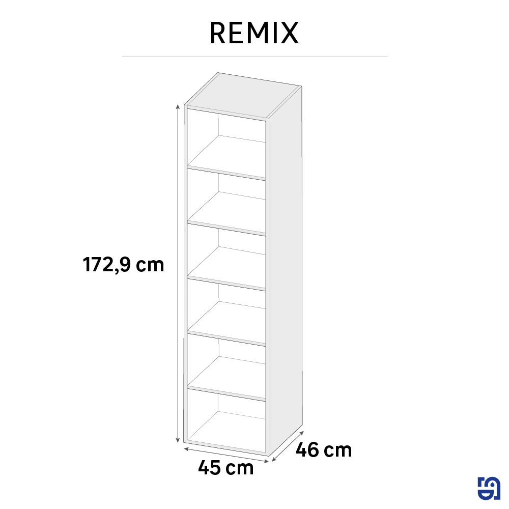 Caisson colonne l.45 x H.173 x P.46 cm, beige, Remix - 2
