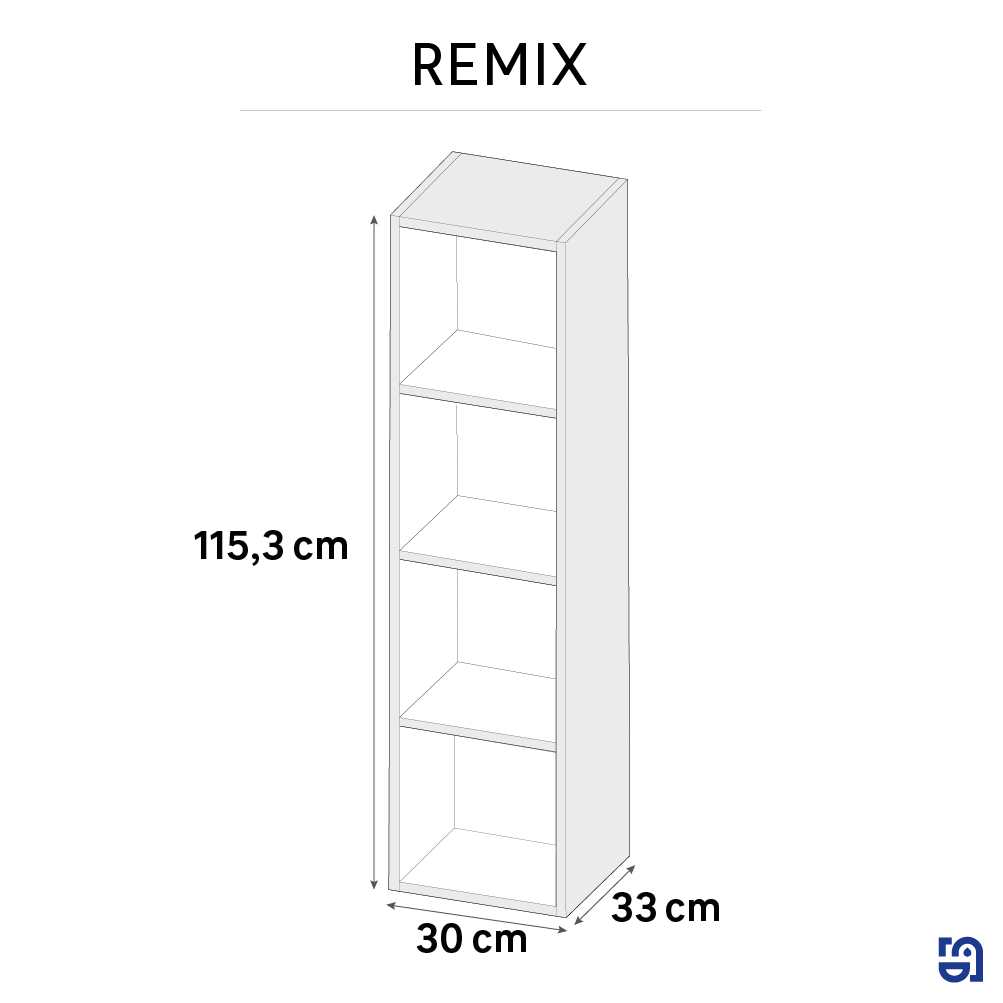 Caisson colonne l.30 x H.115 x P.33 cm, marron, Remix - 2