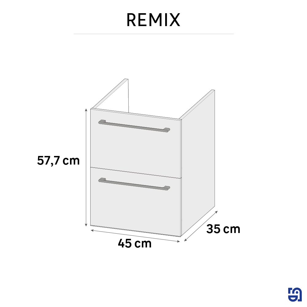 Meuble sous-vasque, 2t L.45cm x H.58cm x P.33cm effet chêne doré Remix - 2