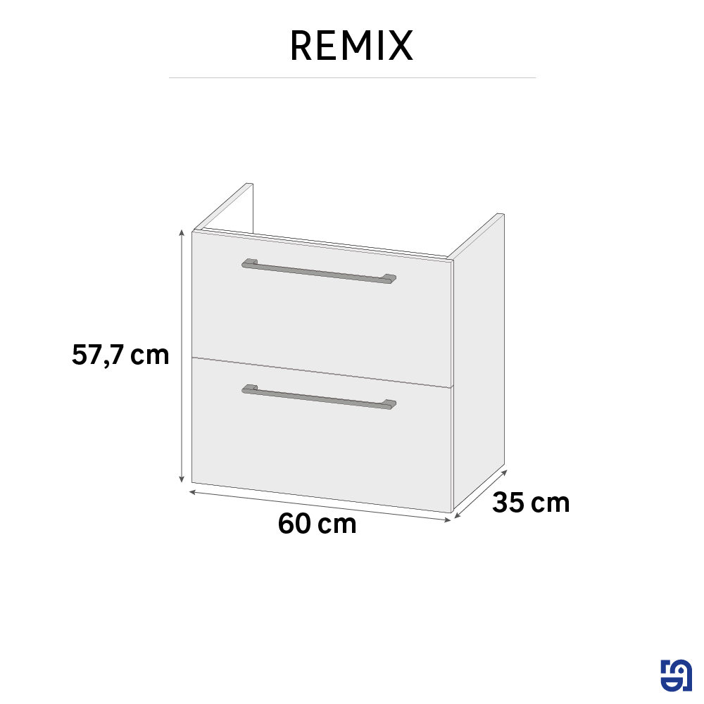 Meuble sous-vasque 2t L.60cm x H.58cm x P.33cm effet chêne doré Remix - 3