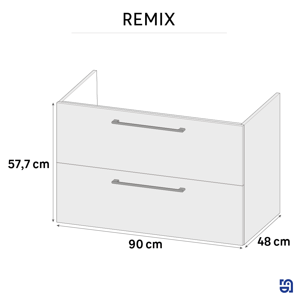Meuble sous-vasque, 2t L.90cm x H.58cm x P.46cm effet chêne doré Remix - 3